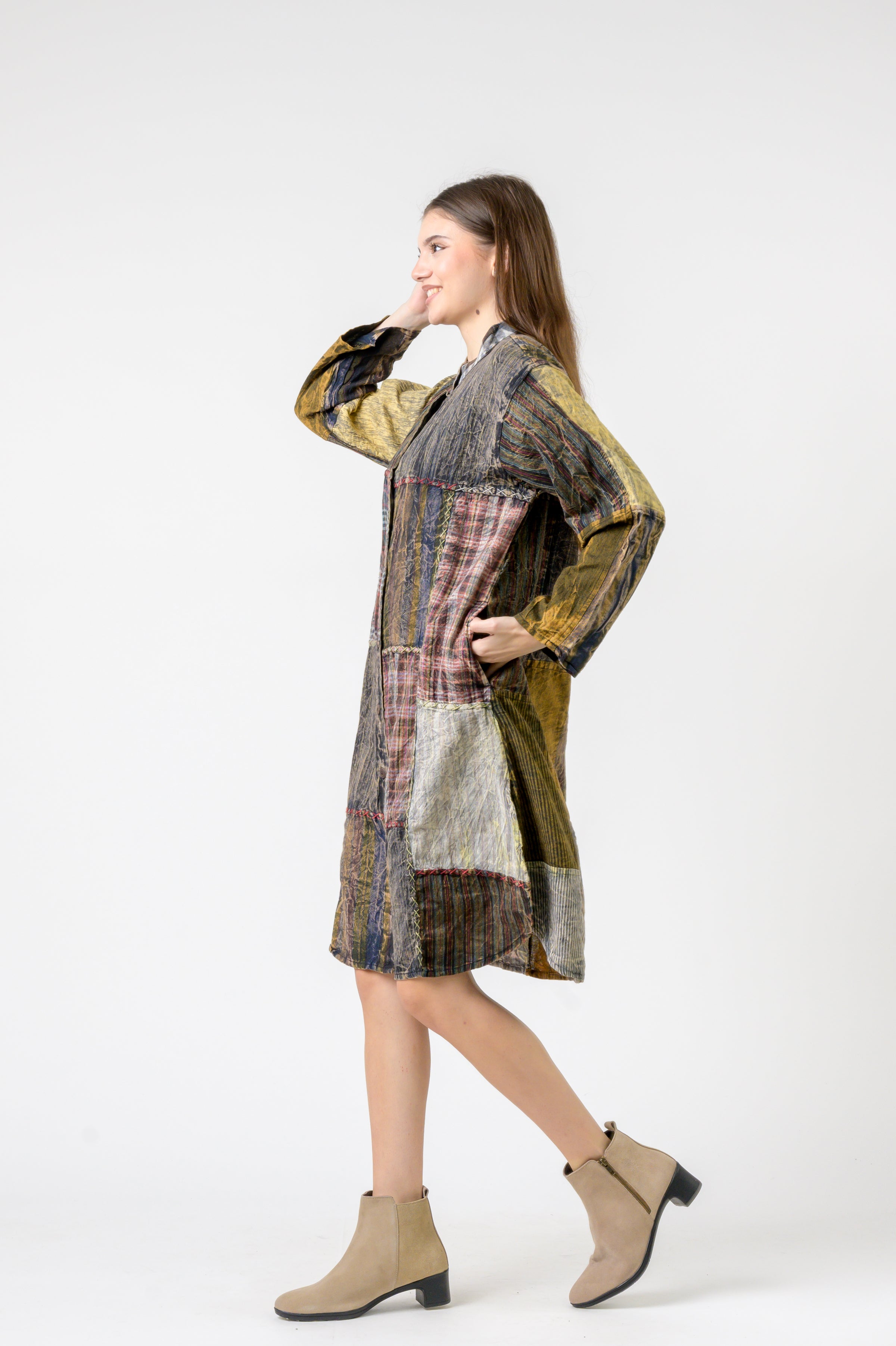 Mandarin Collar Cotton Casual Wear