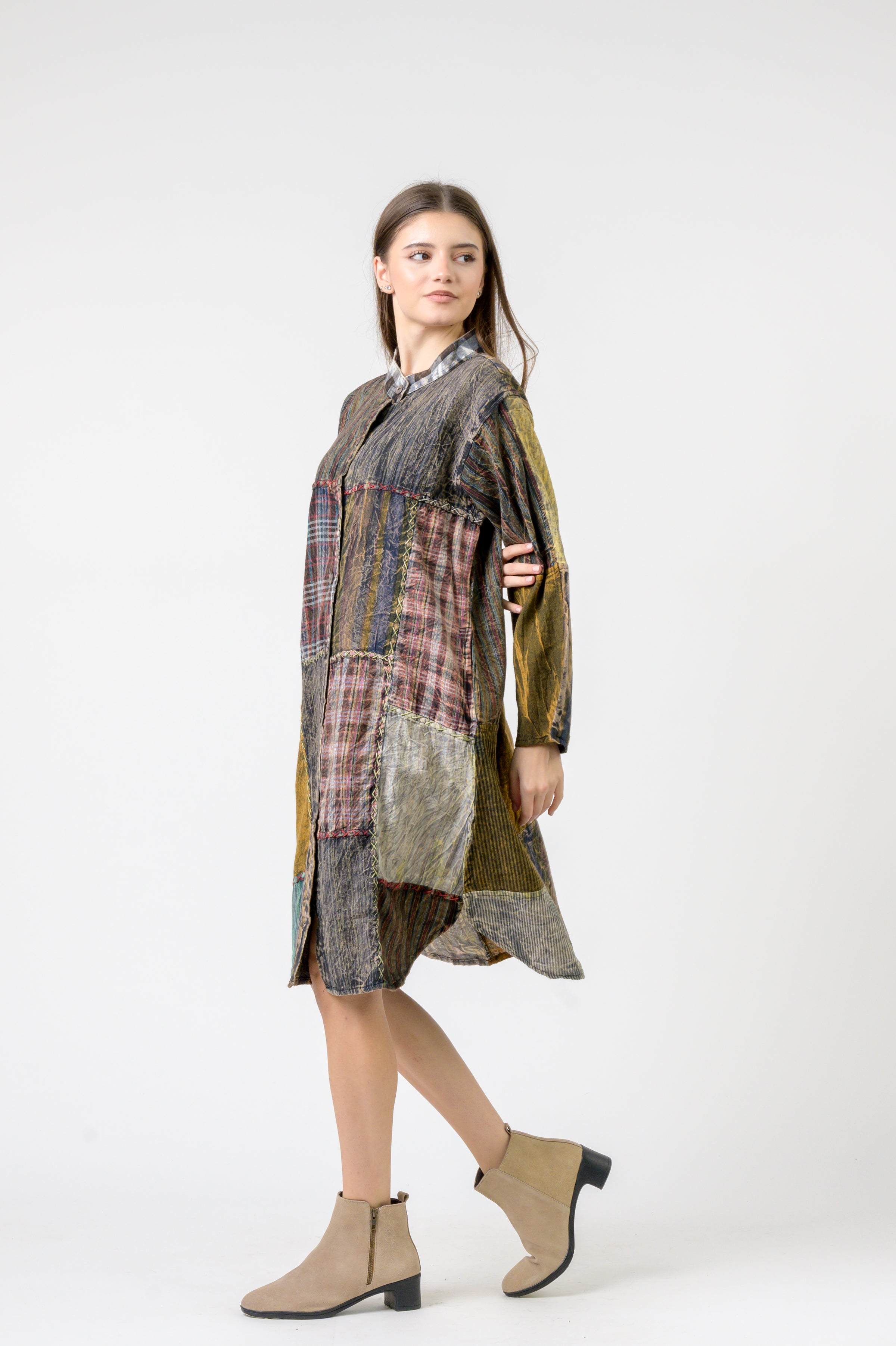 Mandarin Collar Cotton Casual Wear