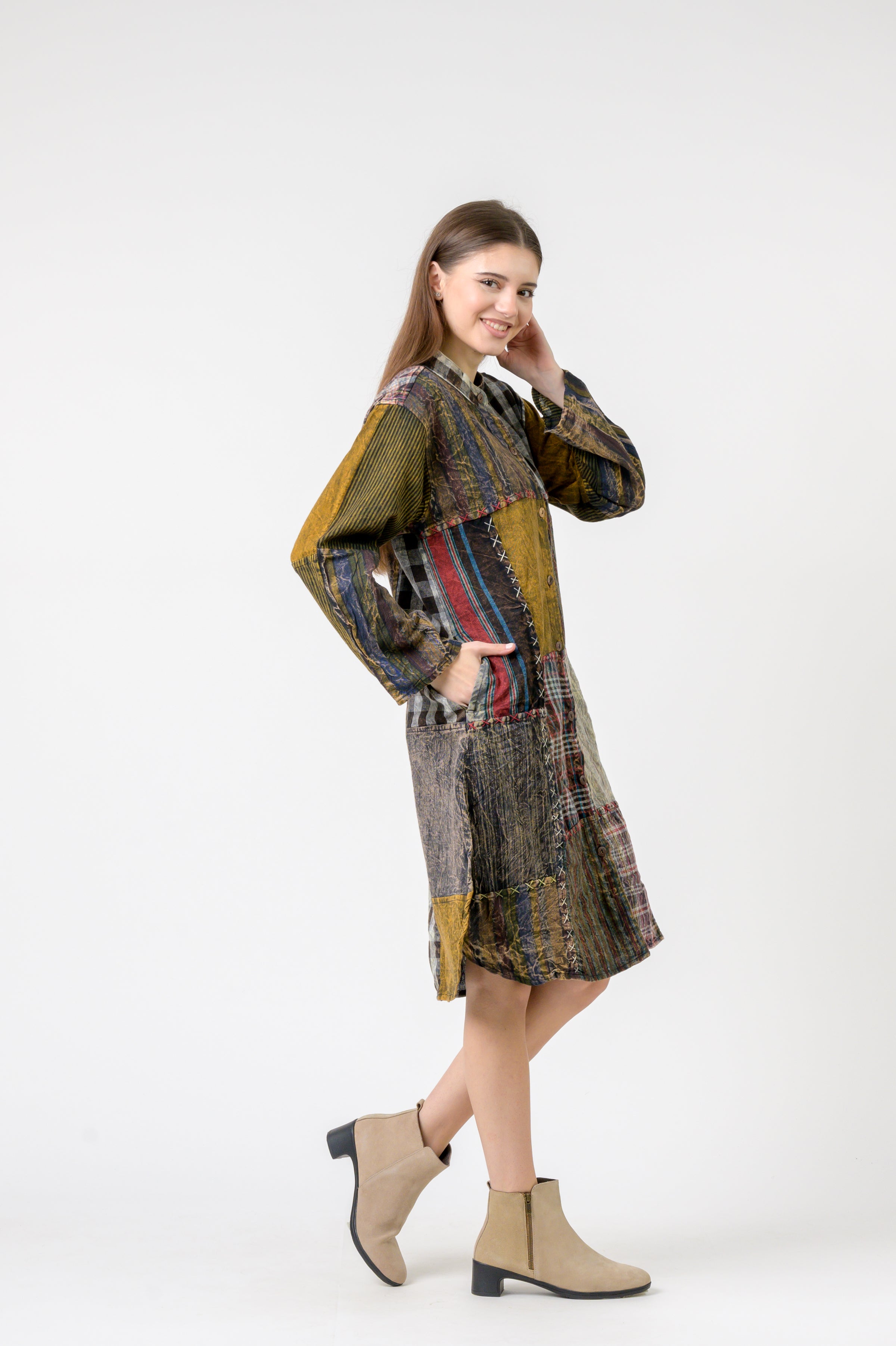 Mandarin Collar Cotton Casual Wear