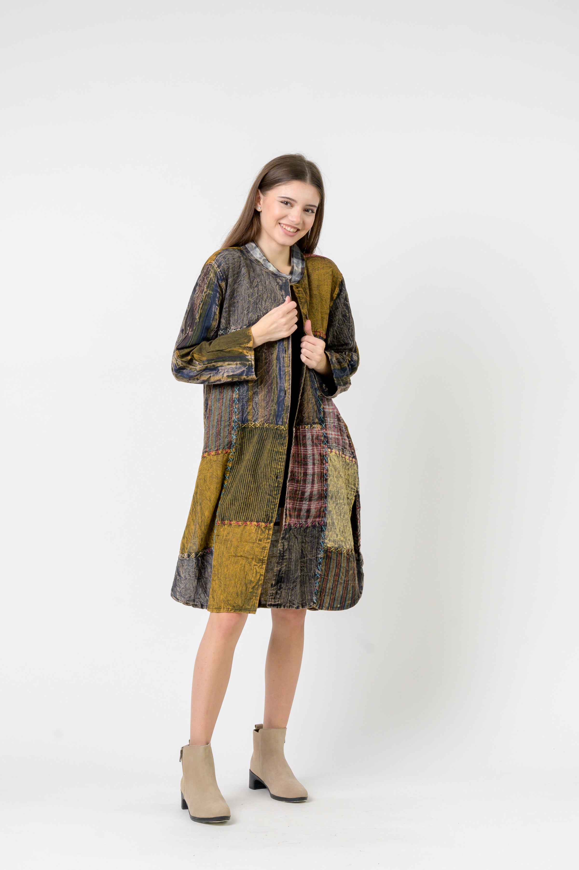 Mandarin Collar Cotton Casual Wear