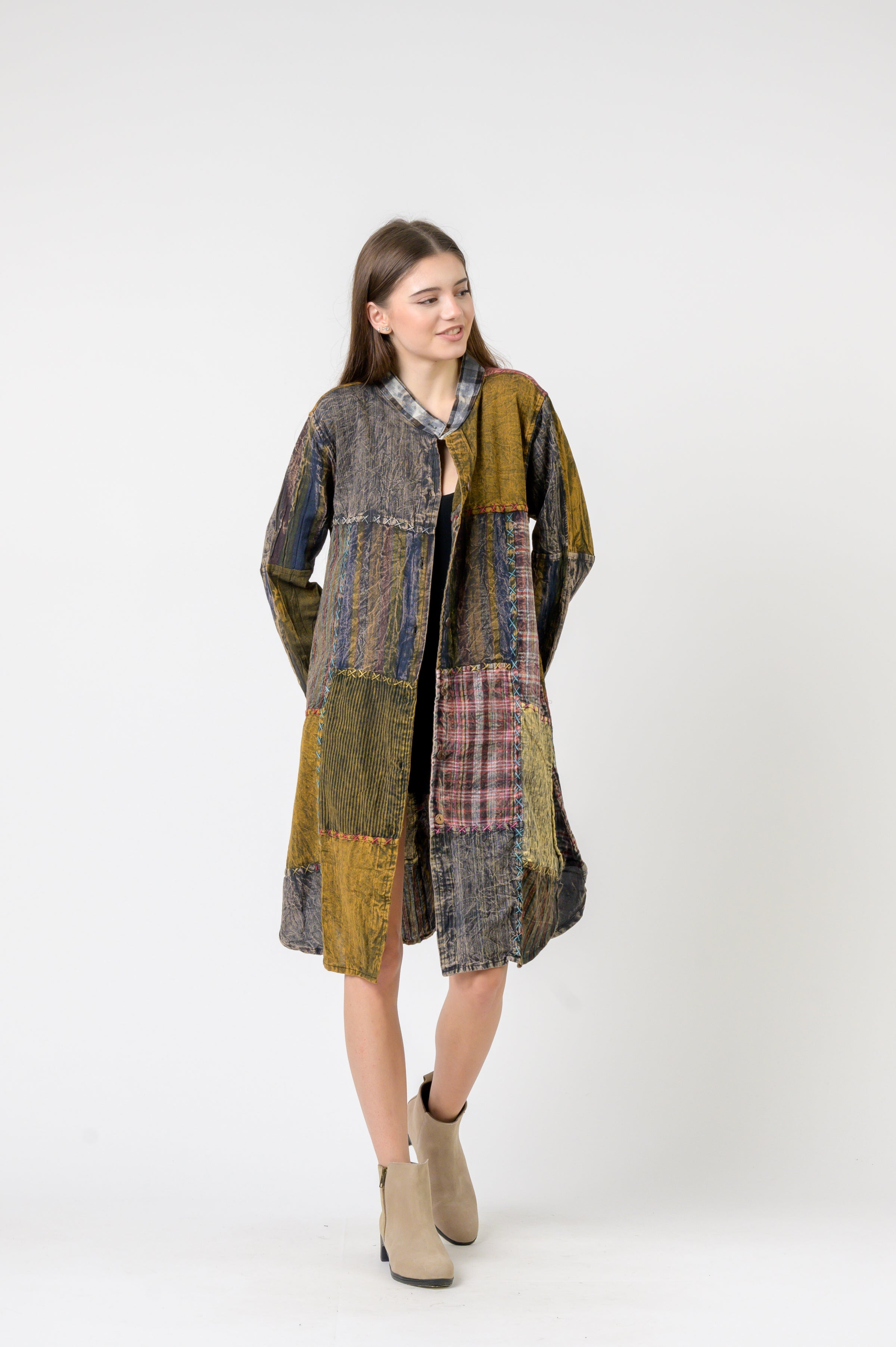 Mandarin Collar Cotton Casual Wear