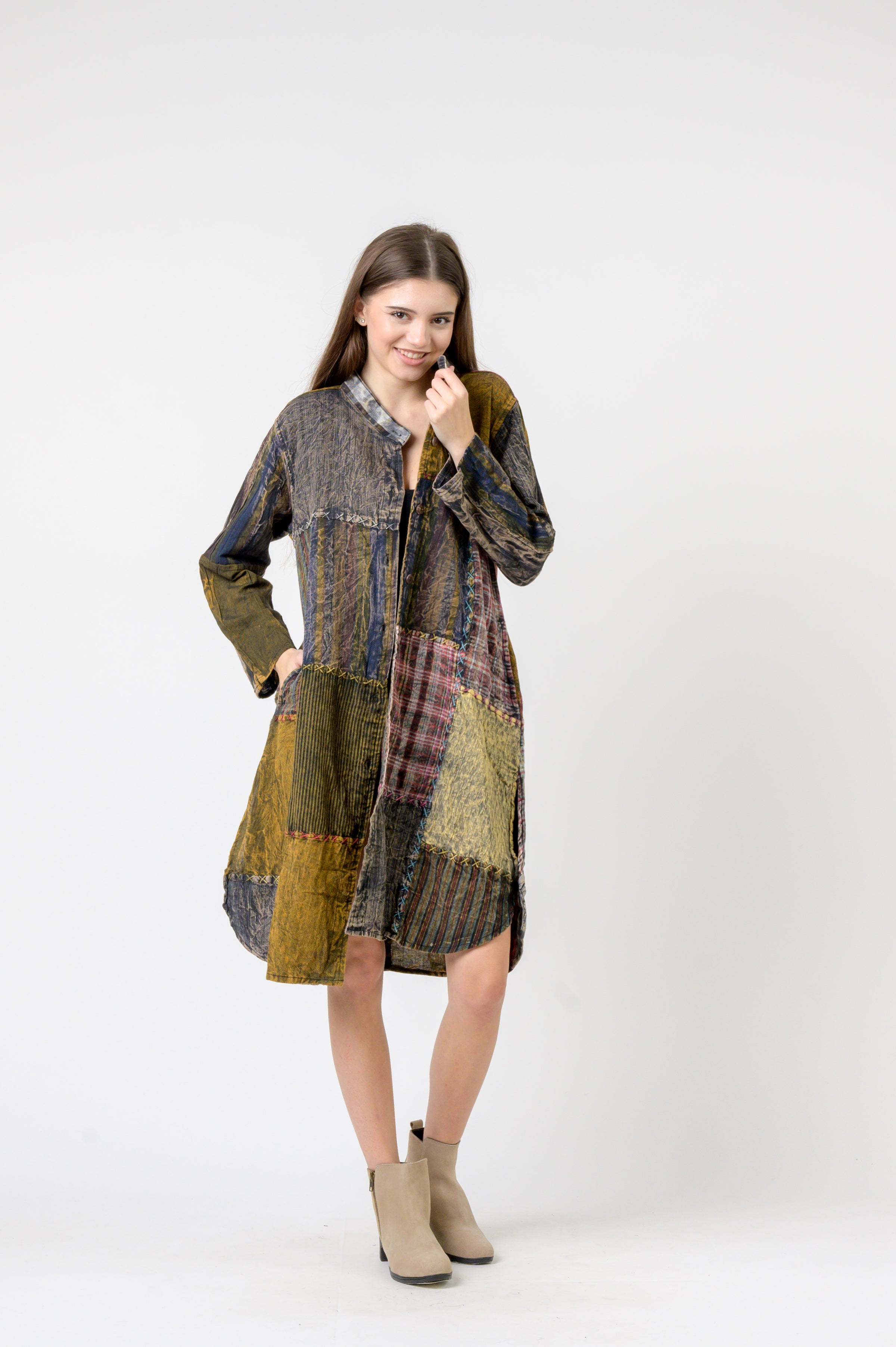 Mandarin Collar Cotton Casual Wear