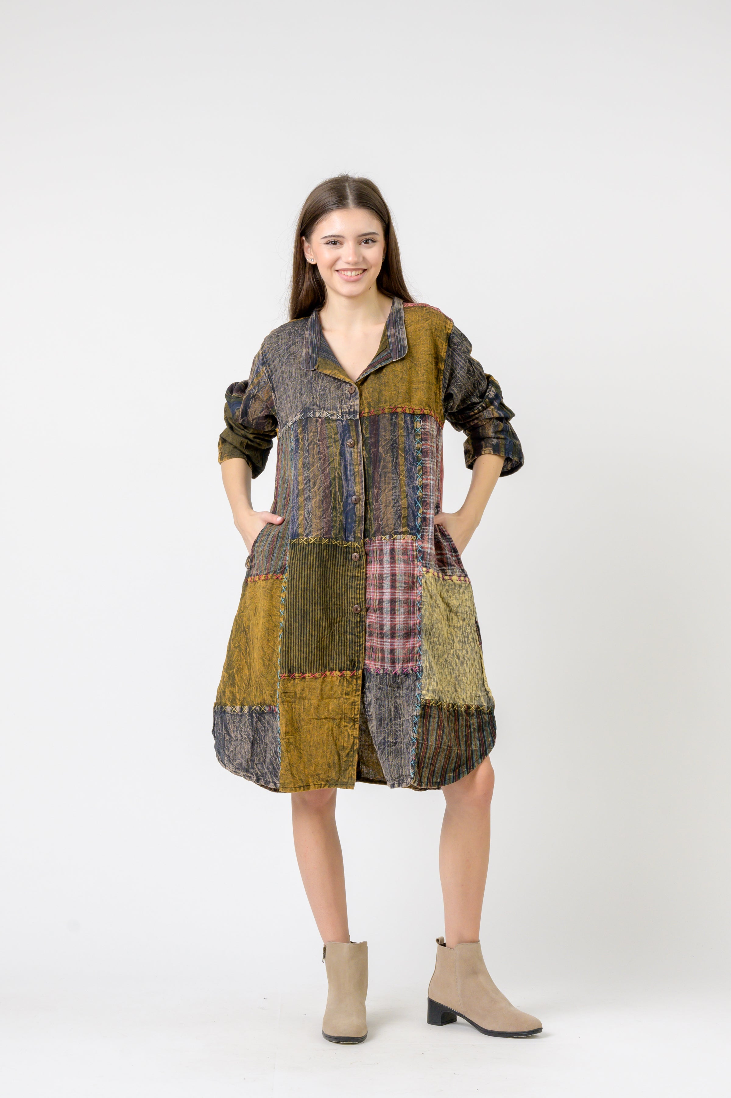 Mandarin Collar Cotton Casual Wear