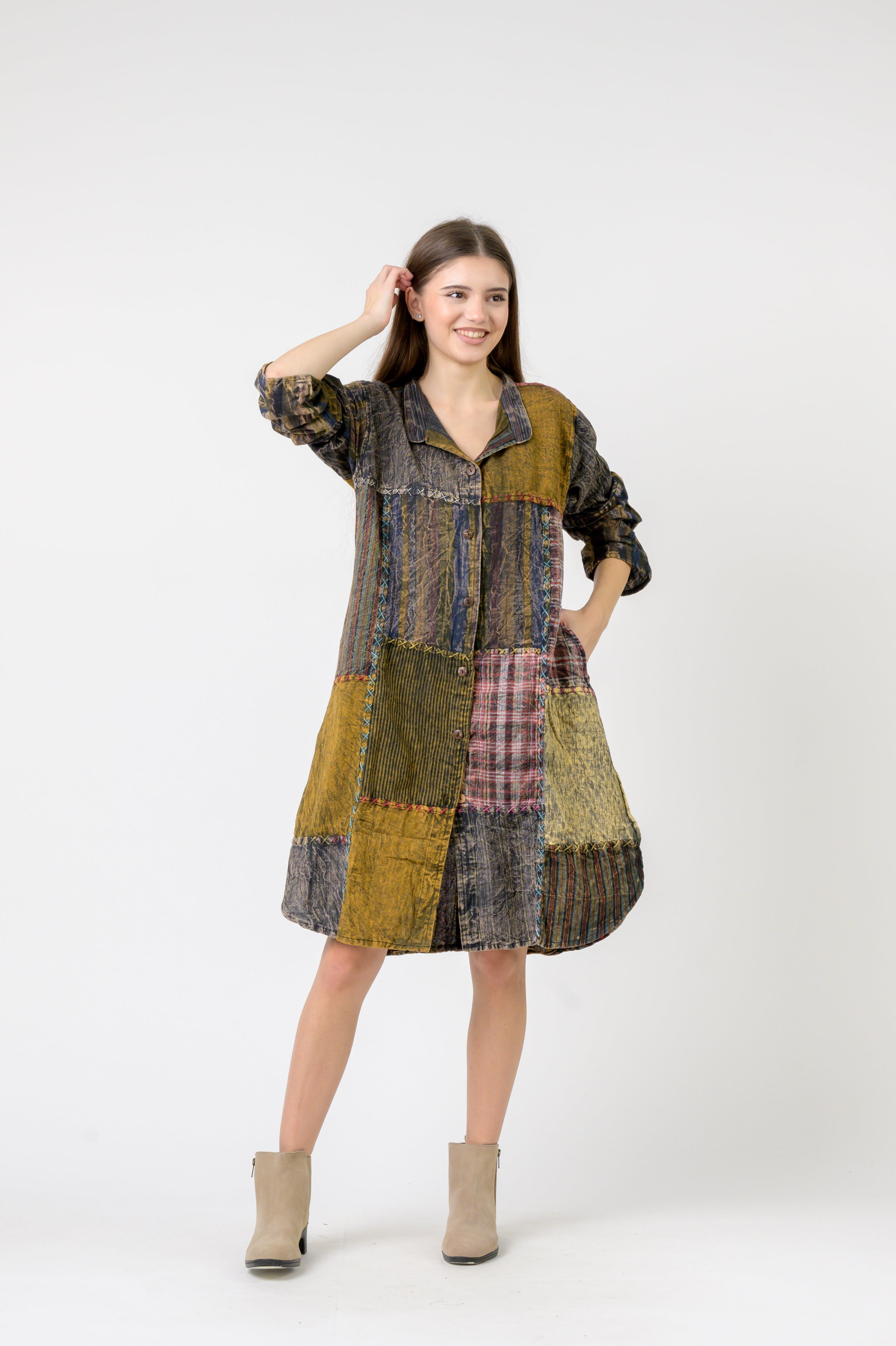 Mandarin Collar Cotton Casual Wear