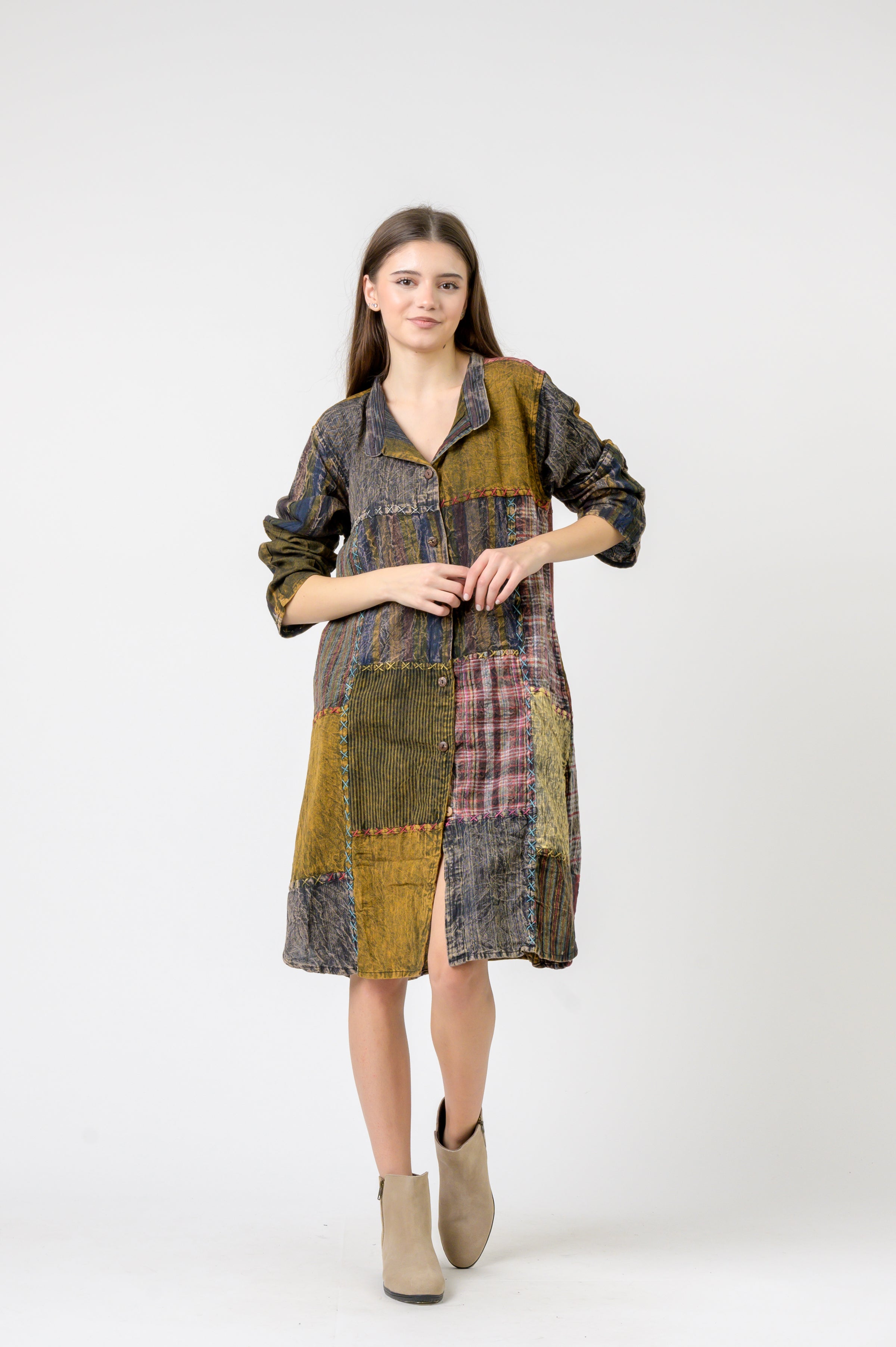 Mandarin Collar Cotton Casual Wear