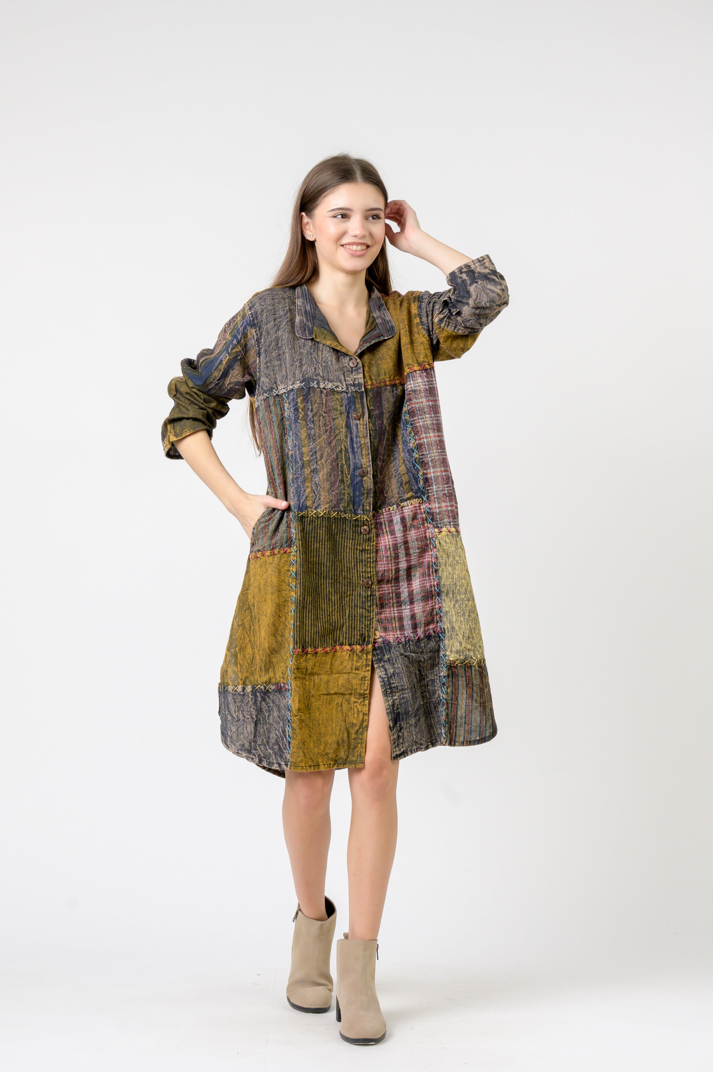 Mandarin Collar Cotton Casual Wear