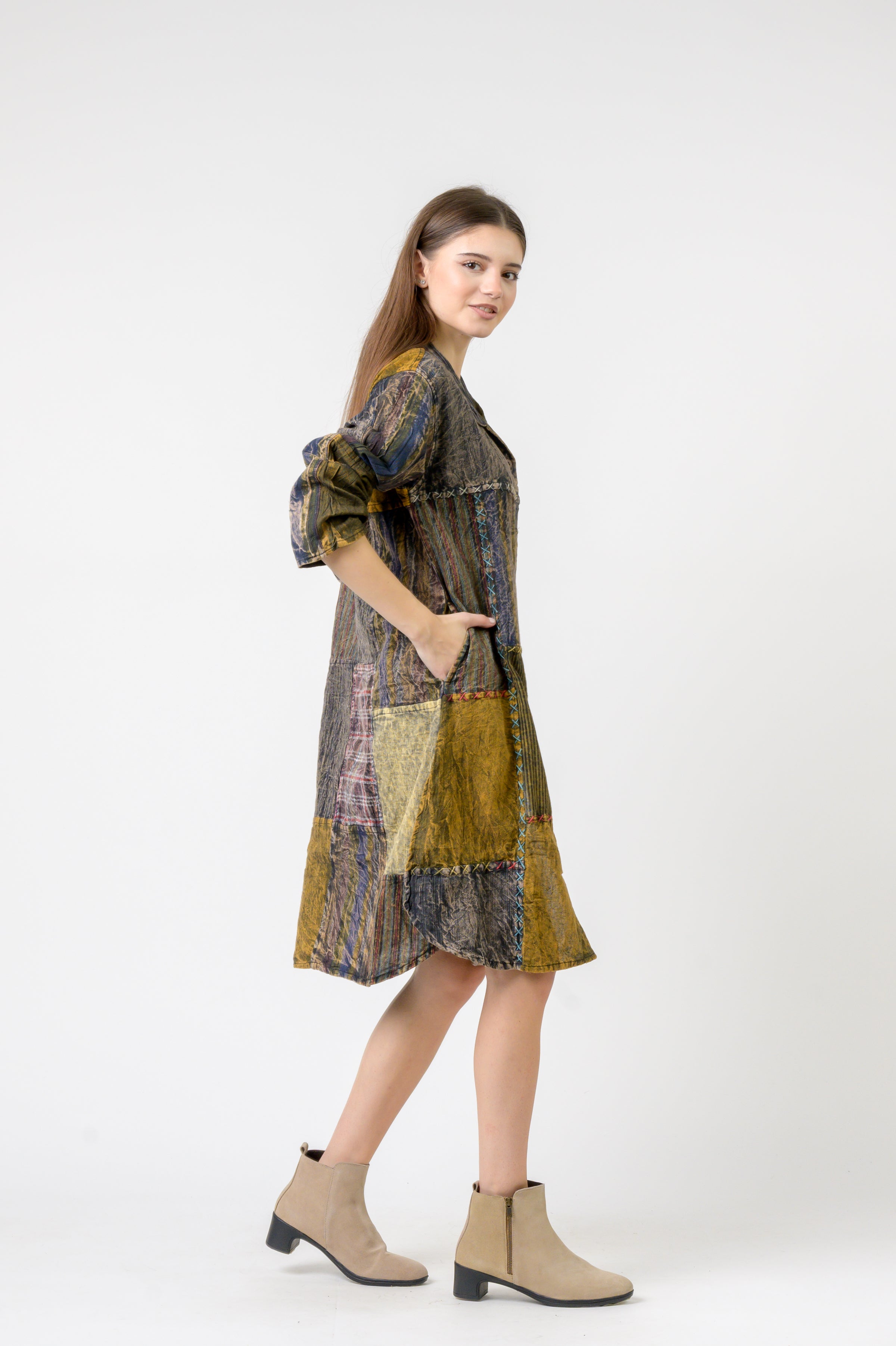 Mandarin Collar Cotton Casual Wear