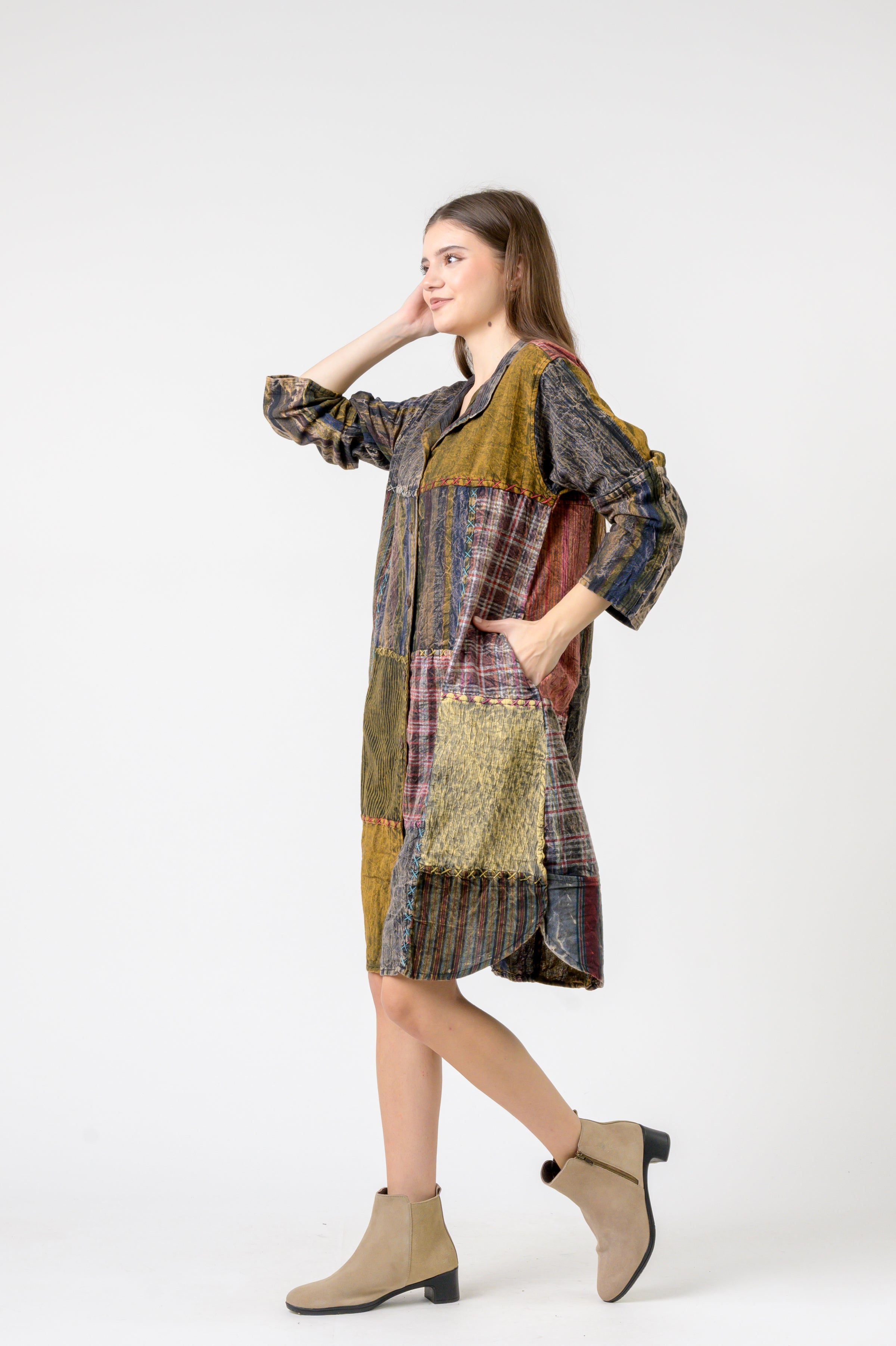 Mandarin Collar Cotton Casual Wear