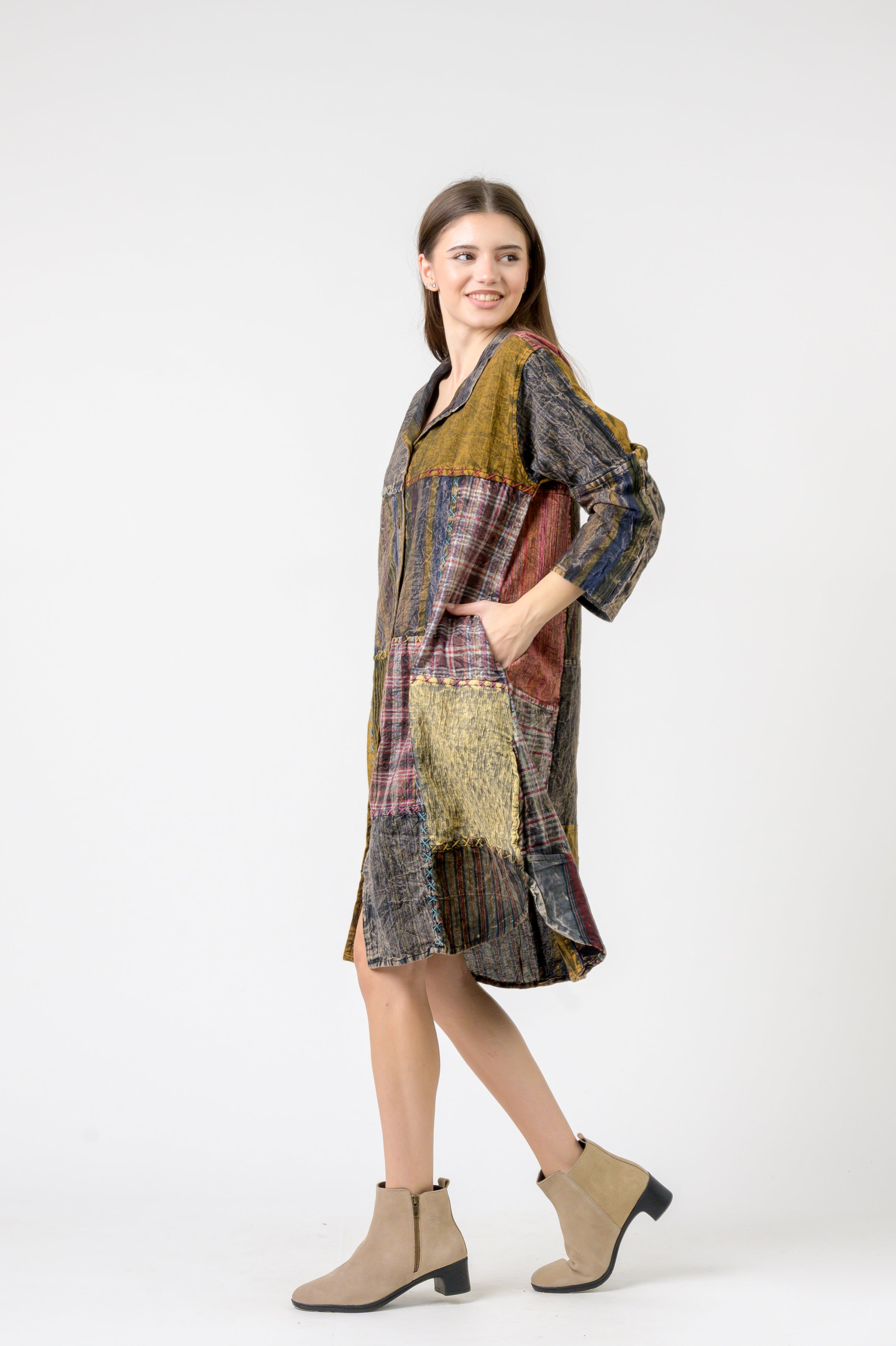 Mandarin Collar Cotton Casual Wear