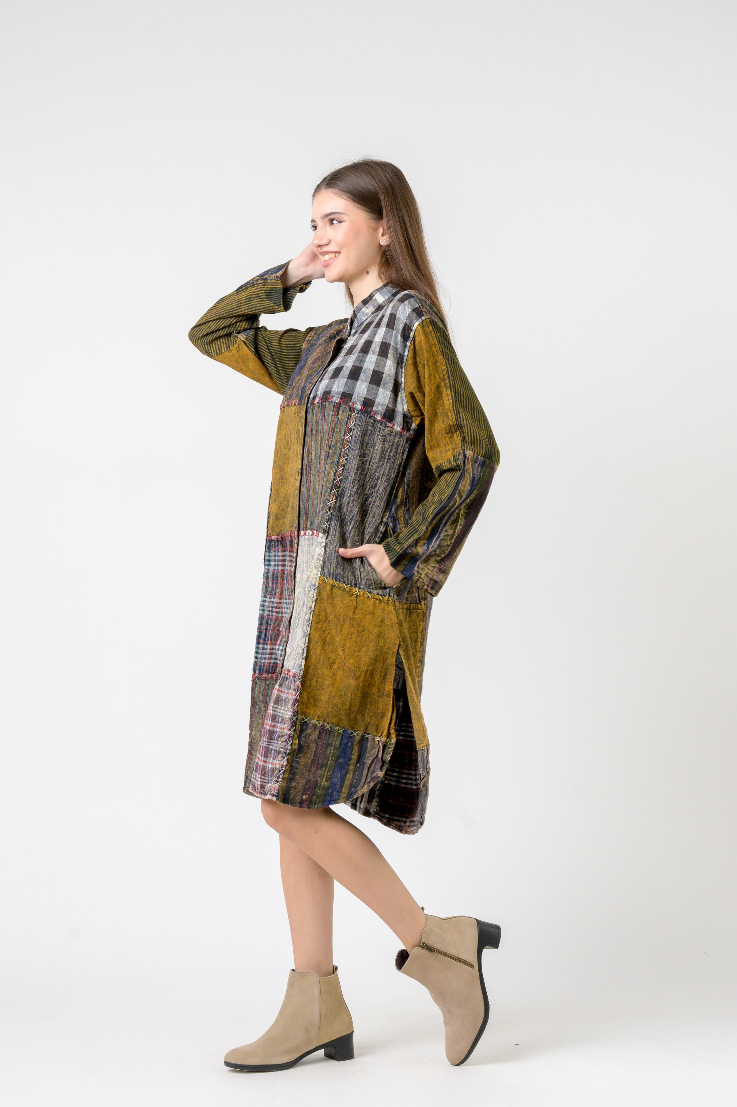 Mandarin Collar Cotton Casual Wear