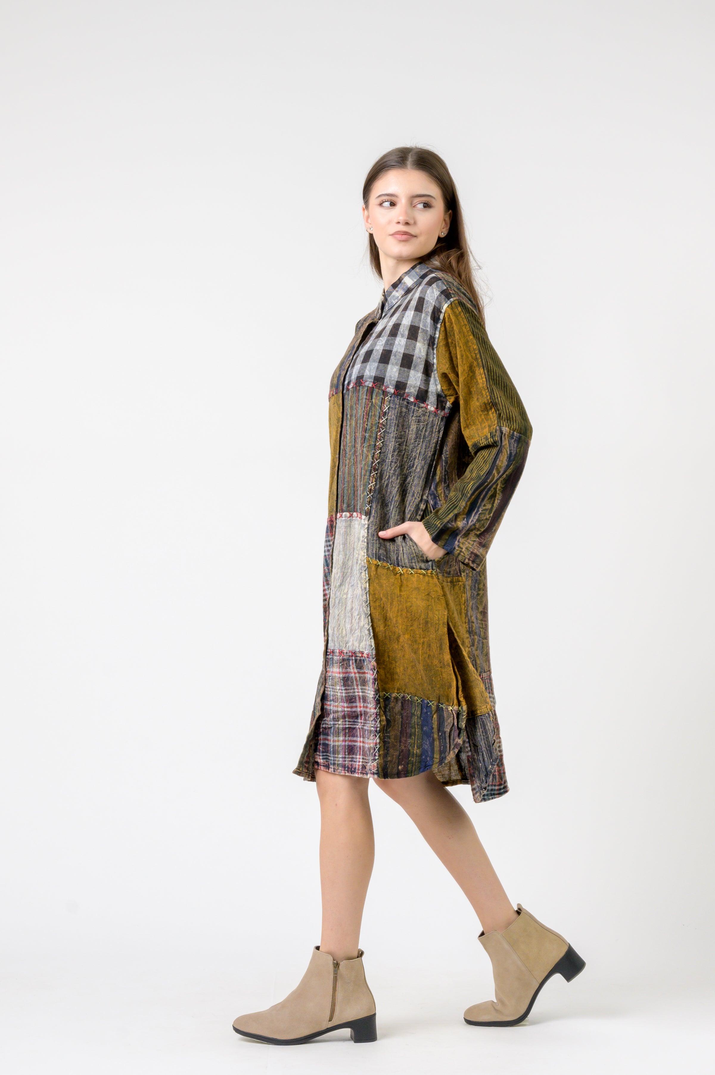 Mandarin Collar Cotton Casual Wear