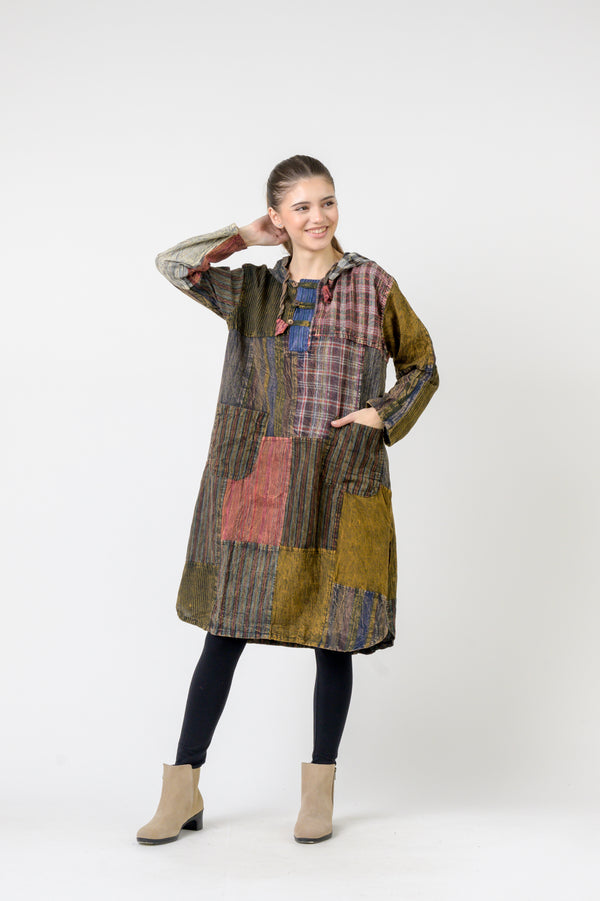 Hooded Cotton Full Sleeve Long Shirt - Assorted