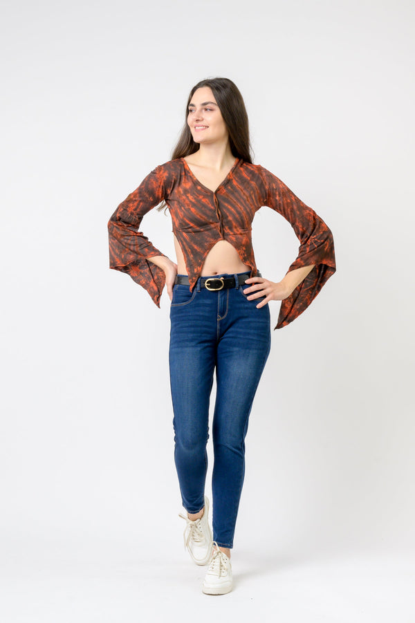 Sleeves and Tails Long Sleeve Top - Brown
