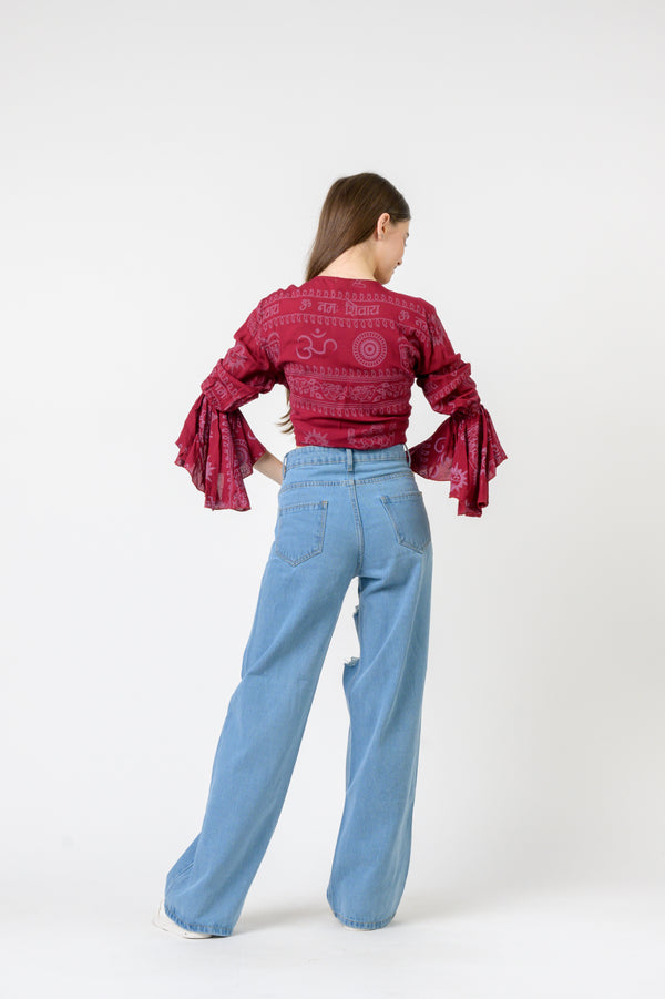 Flowing Long Sleeve Top - Maroon