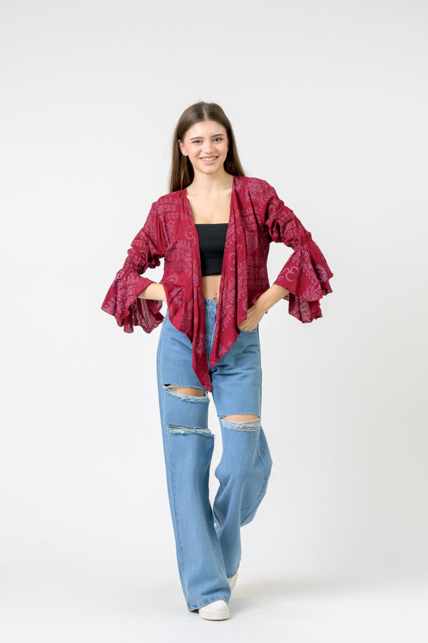 Flowing Long Sleeve Top - Maroon