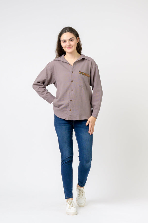 Collar and Pocket Shirt - Grey