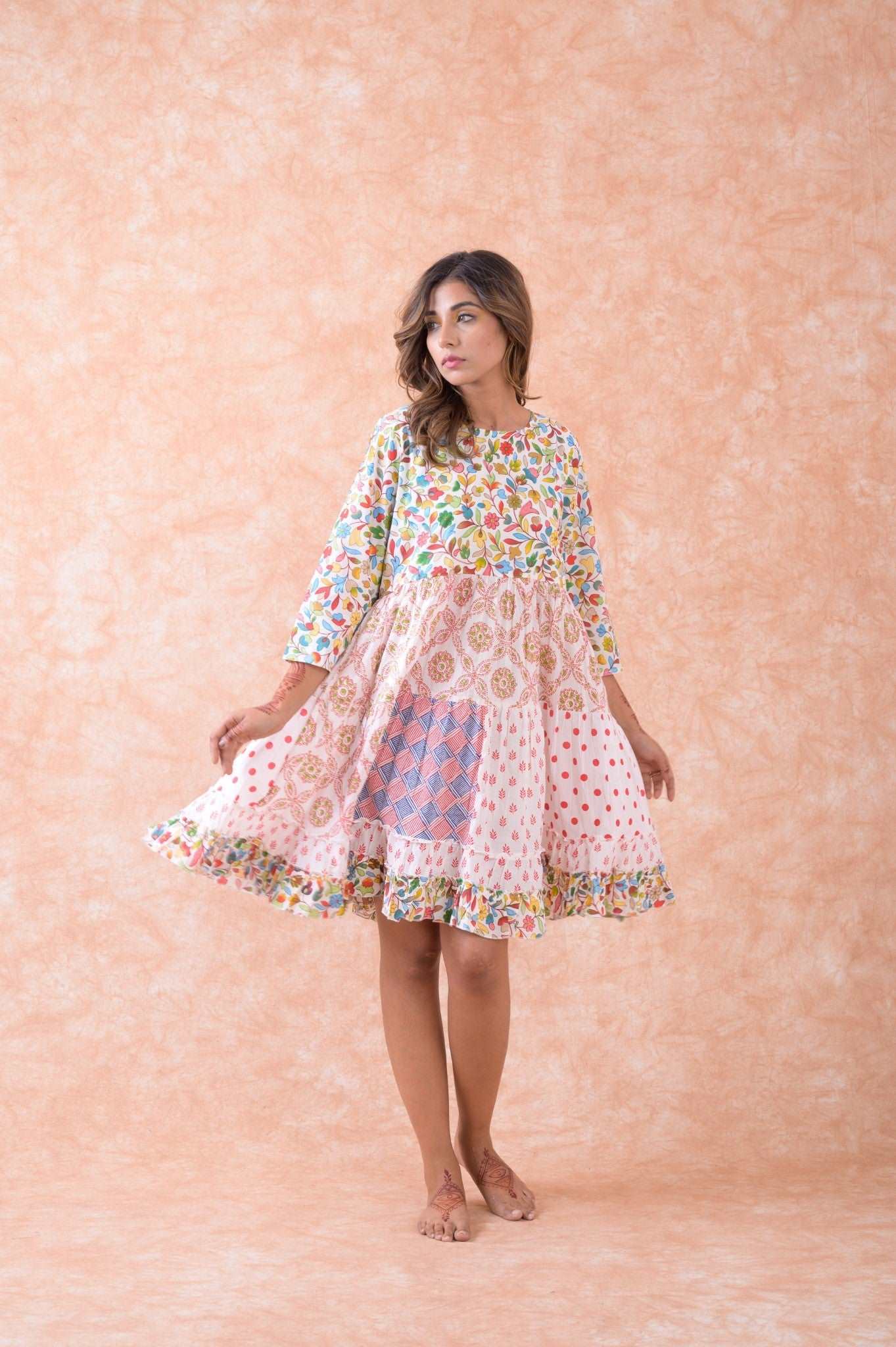 Multi Pattern Dress Rhea Fashion