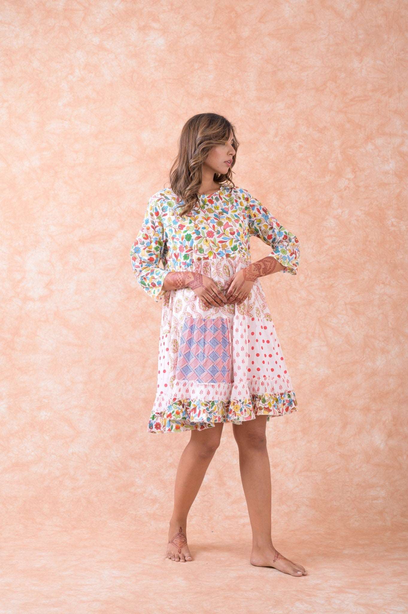 Multi Pattern Dress Rhea Fashion