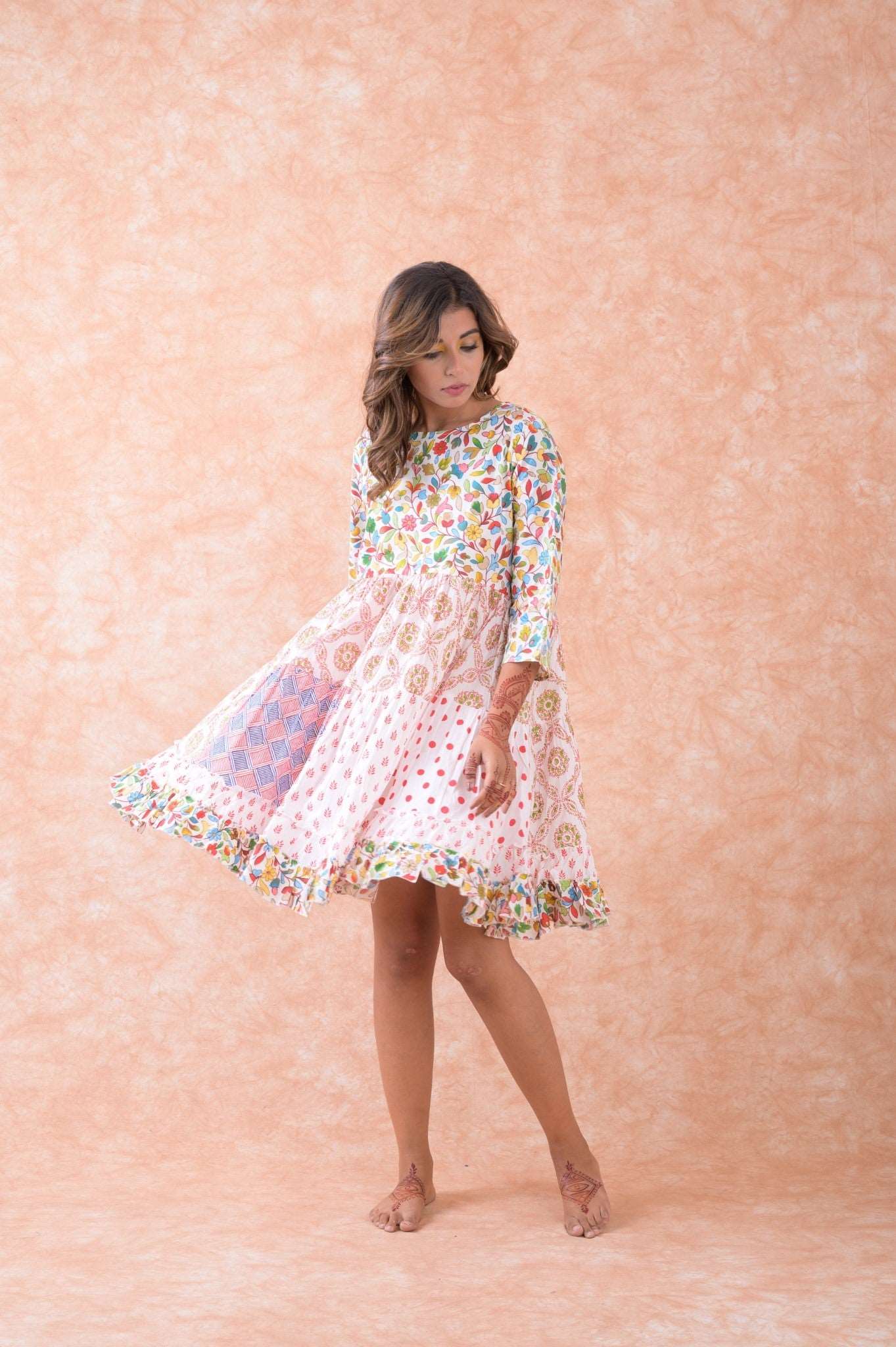 Multi Pattern Dress Rhea Fashion