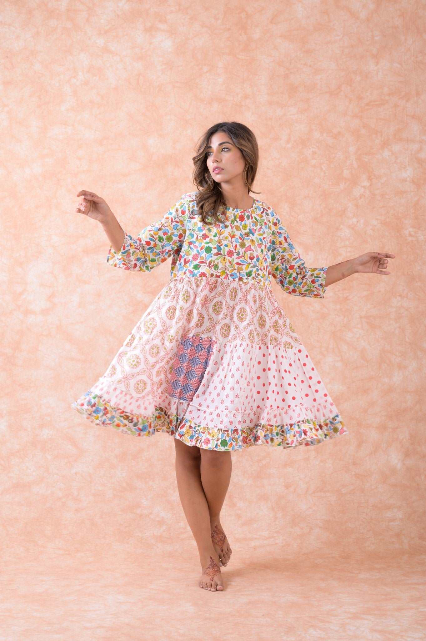 Multi Pattern Dress Rhea Fashion