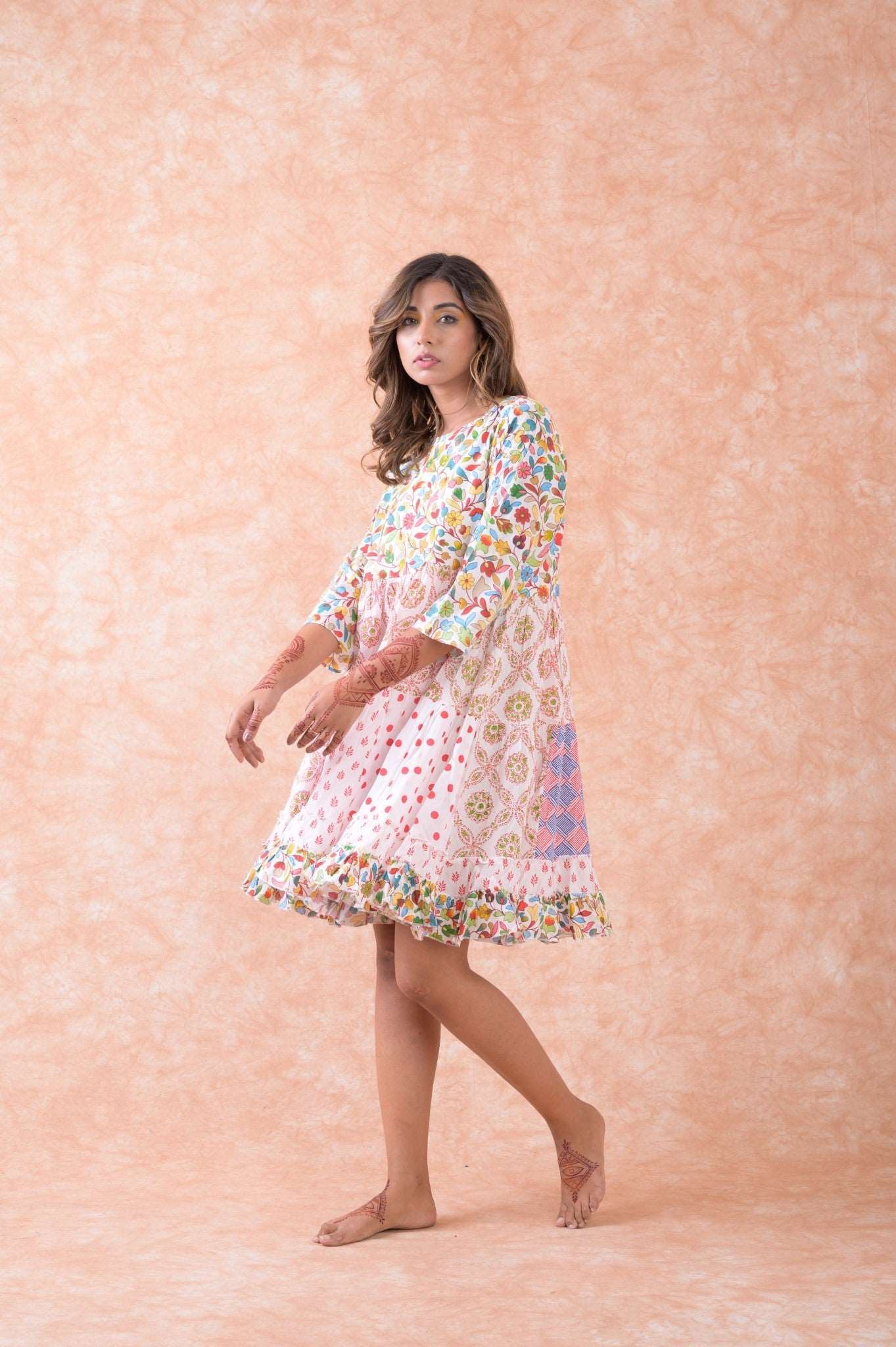 Multi Pattern Dress Rhea Fashion