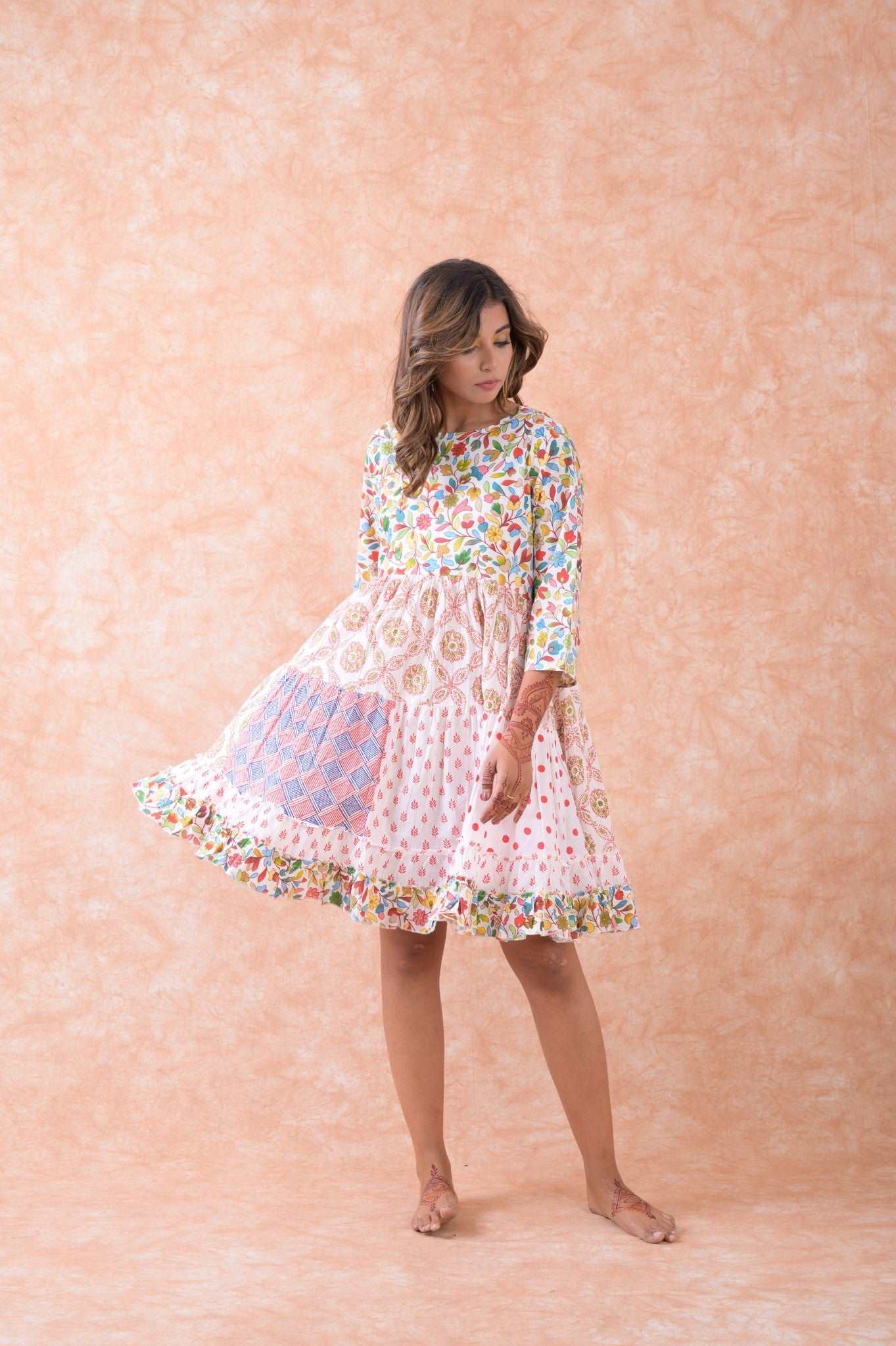 Multi Pattern Dress Rhea Fashion