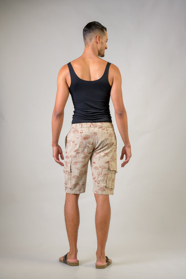 Mushroom Print Cargo Shorts