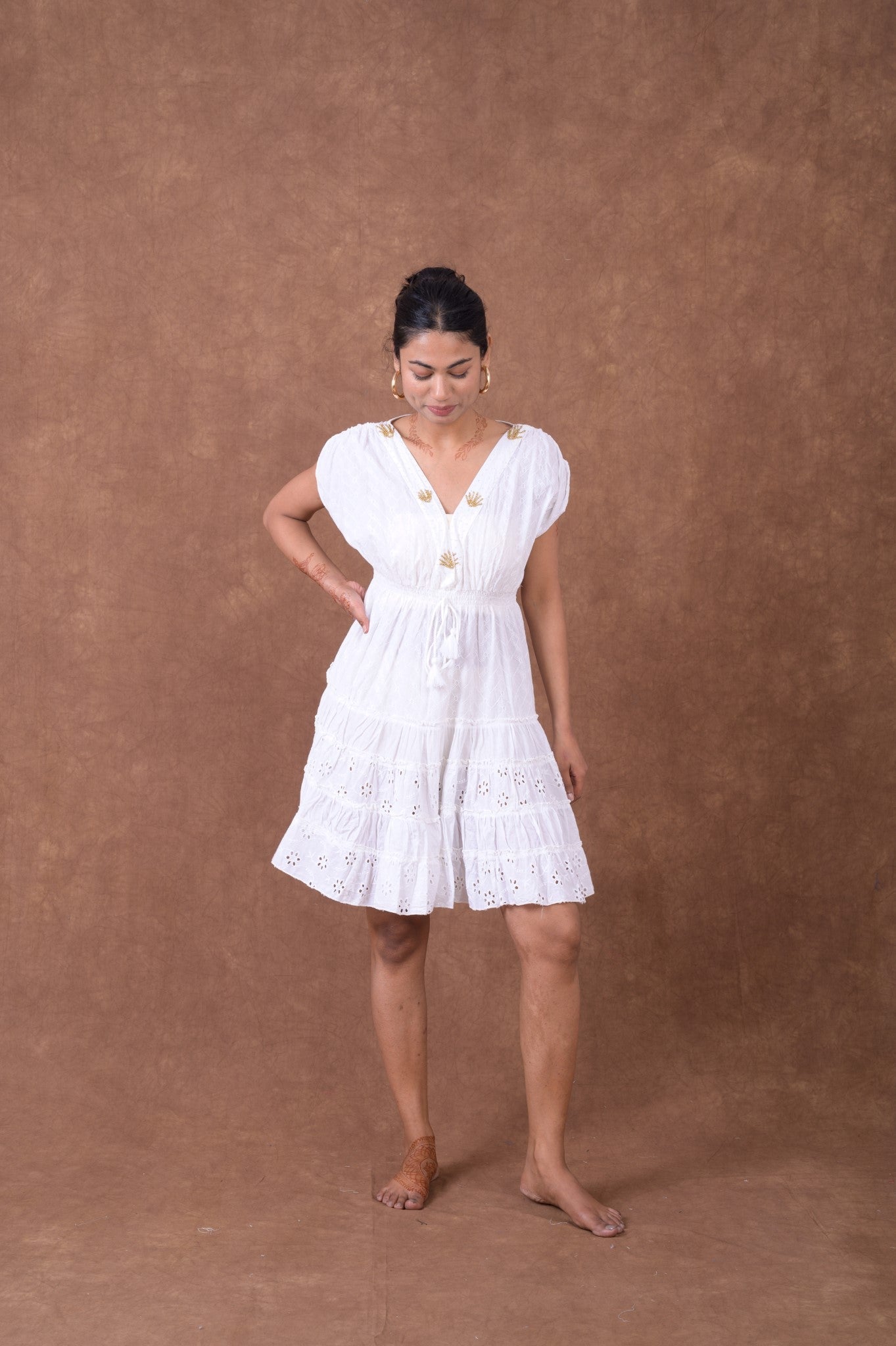 Rhea Schiffly V-Neck Dress
