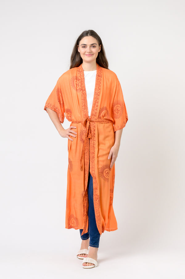 Short Sleeve Om Kimono - Orange