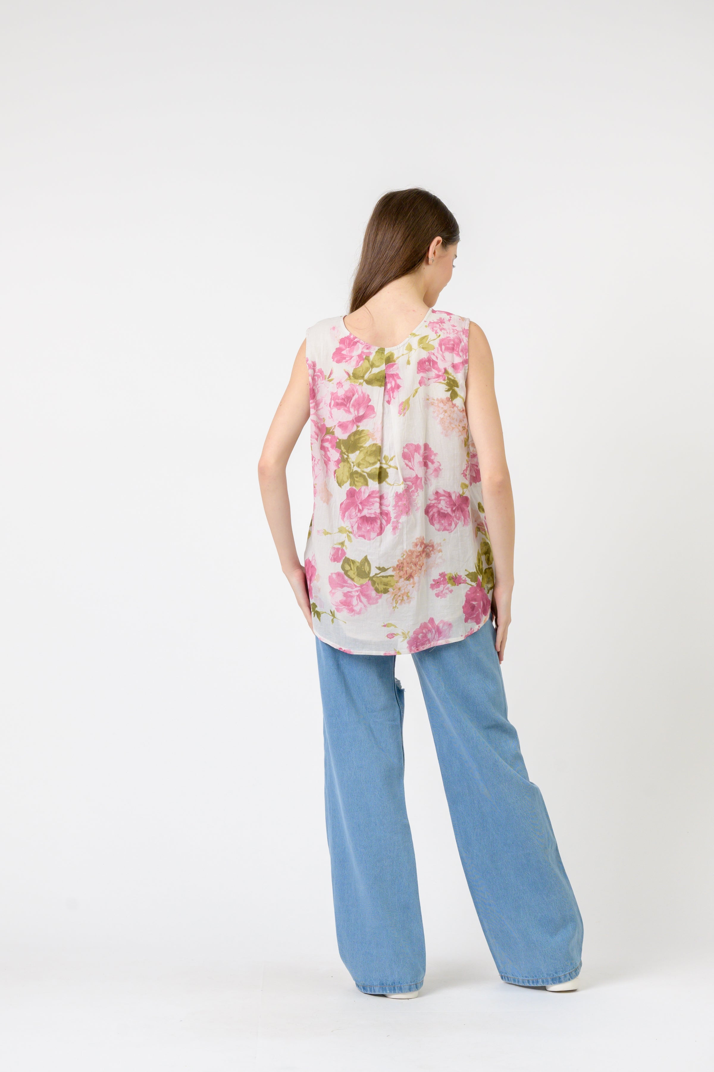 Rose Pattern Sleeveless Top