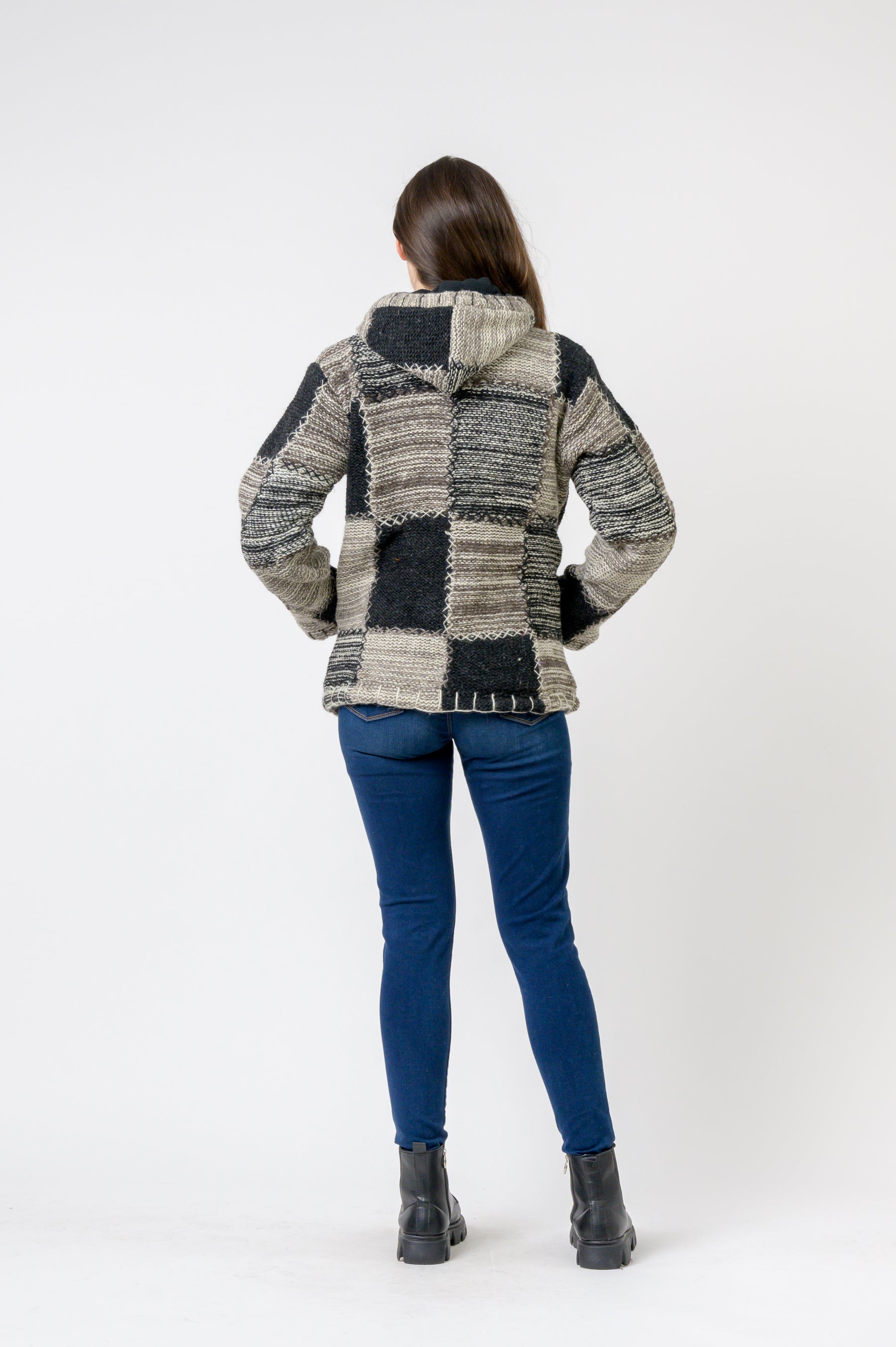 Patchwork Design Zipper Hoodie - Assorted
