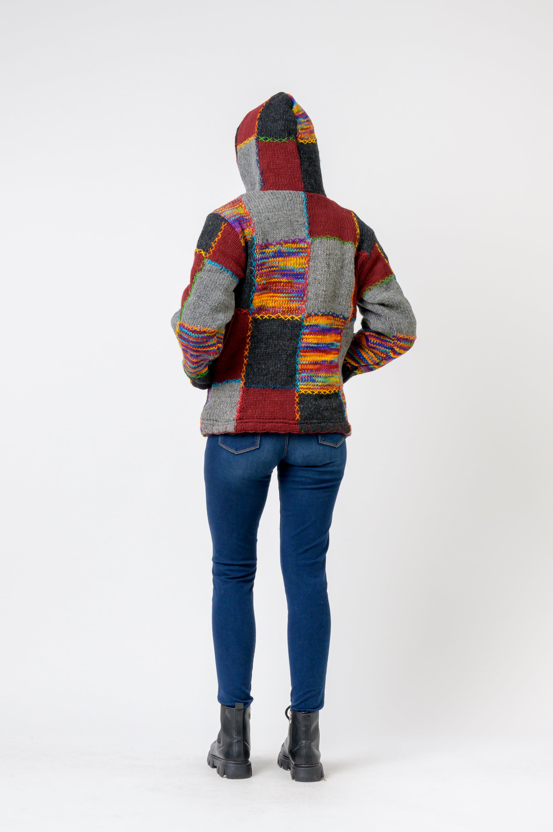 Patchwork Design Zipper Hoodie