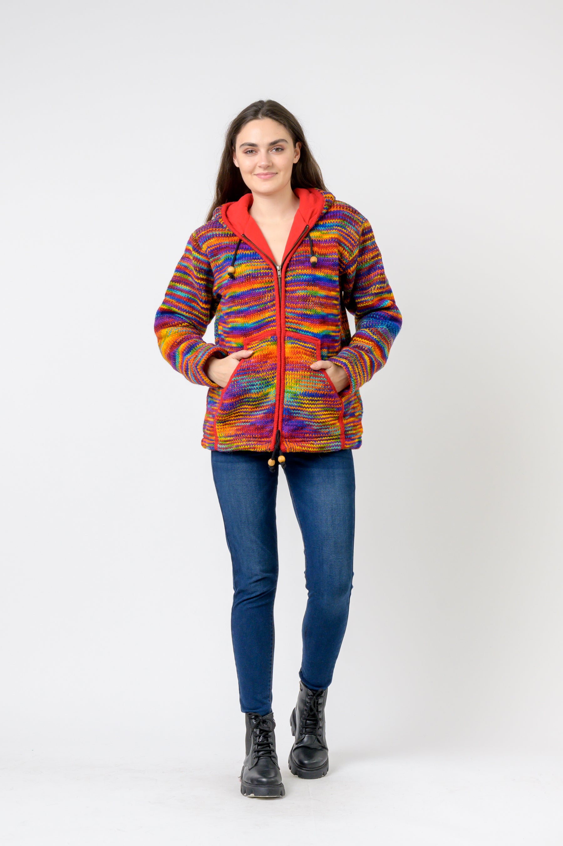 Patchwork Design Zipper Hoodie