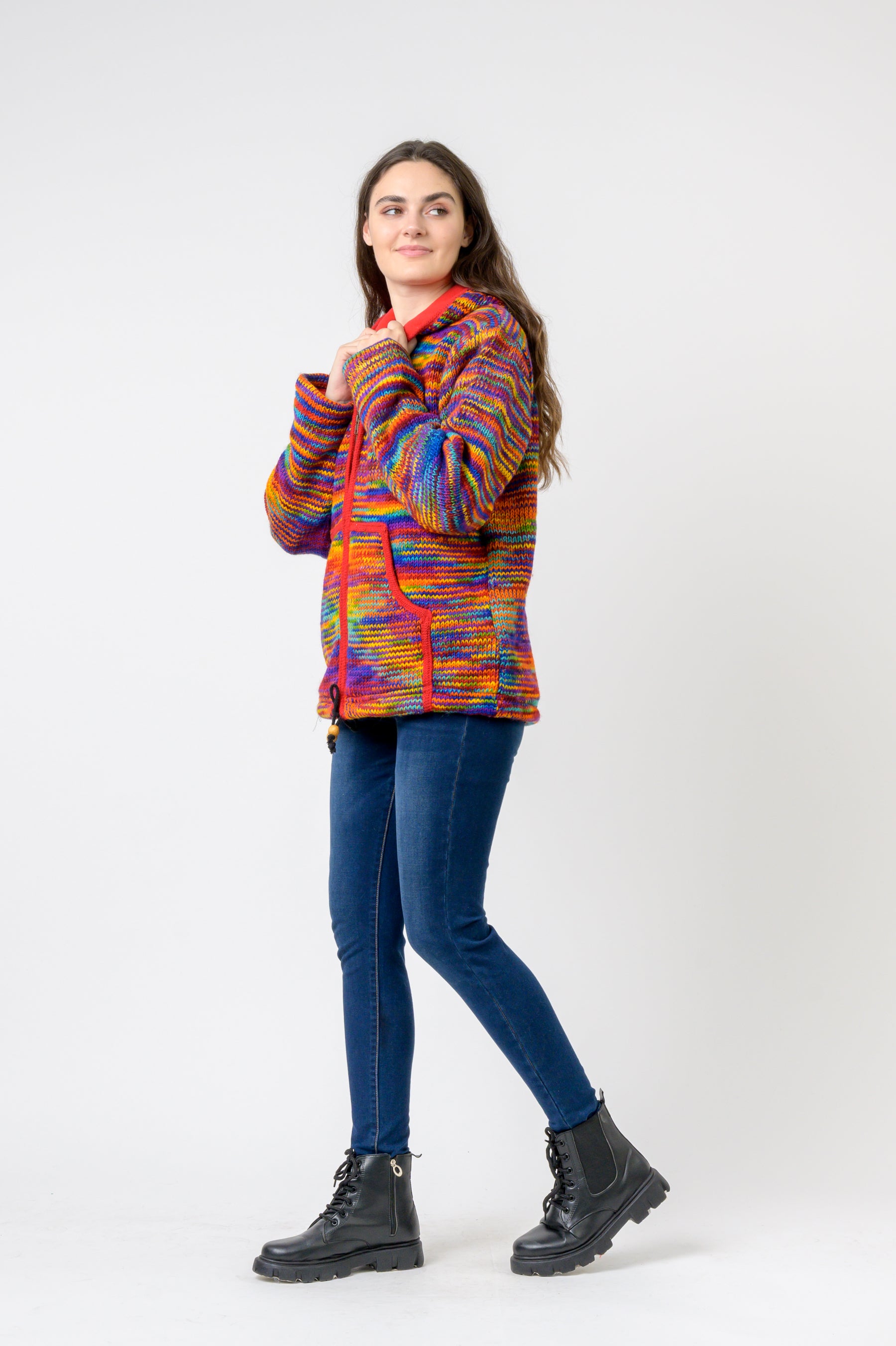 Patchwork Design Zipper Hoodie