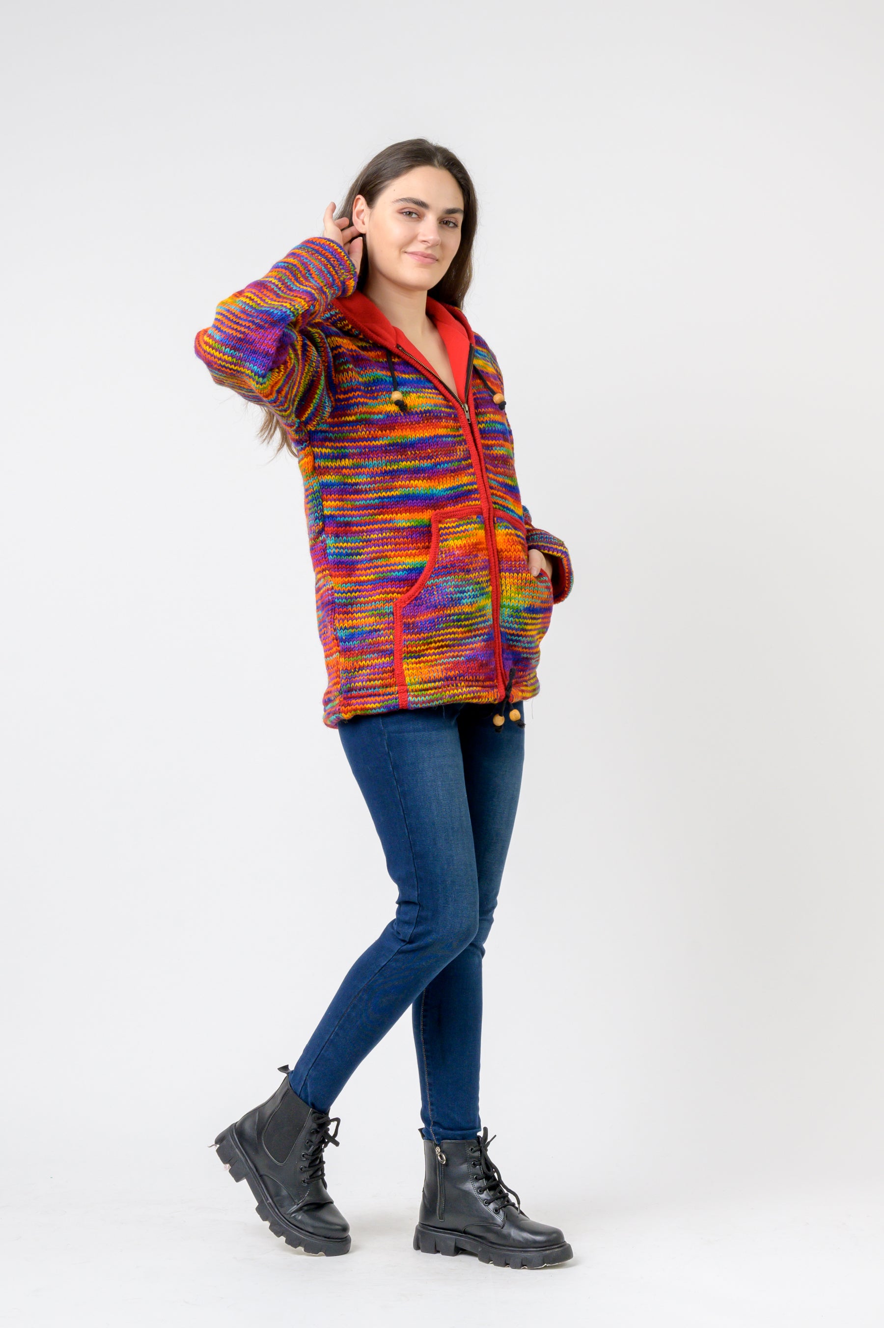 Patchwork Design Zipper Hoodie