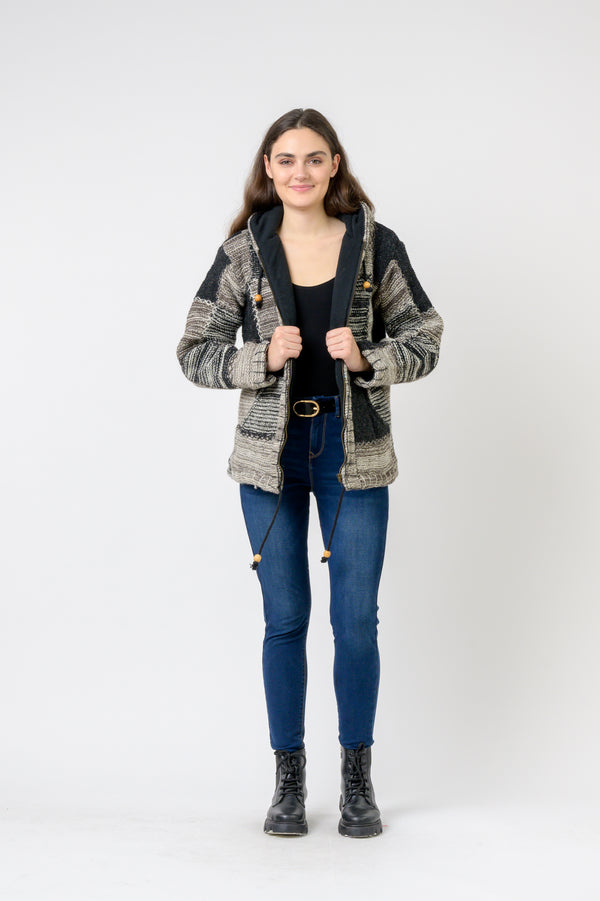 Patchwork Design Zipper Hoodie - Assorted