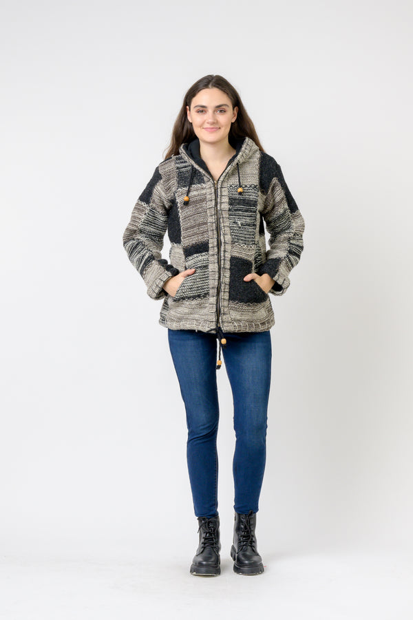 Patchwork Design Zipper Hoodie - Assorted