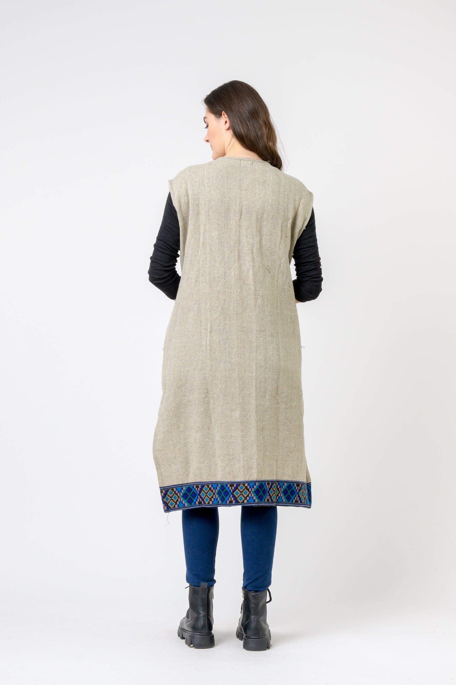 Woolen Shawl With Printed Hem