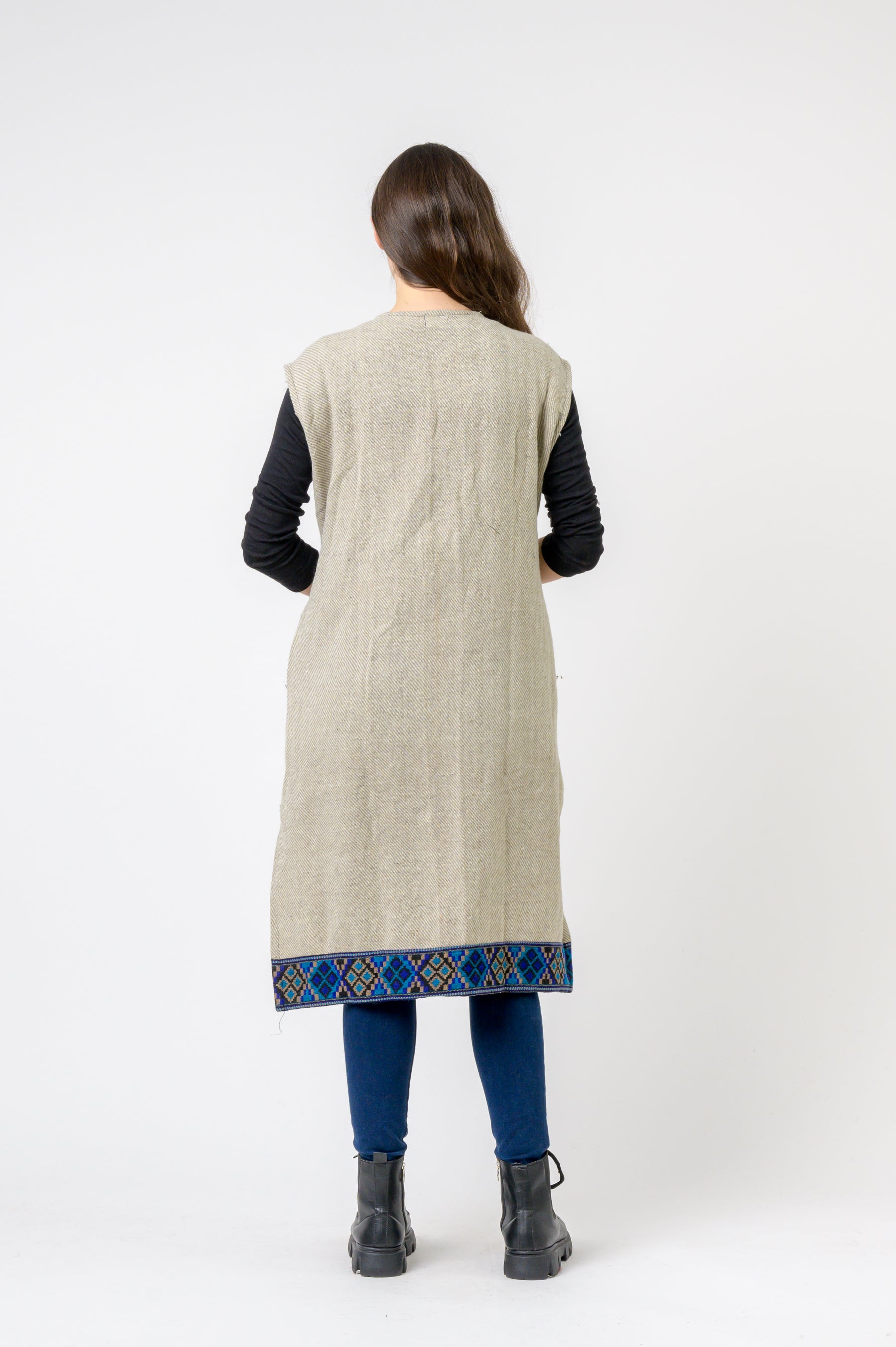 Sleeveless Shawl With Printed Hem - Assorted