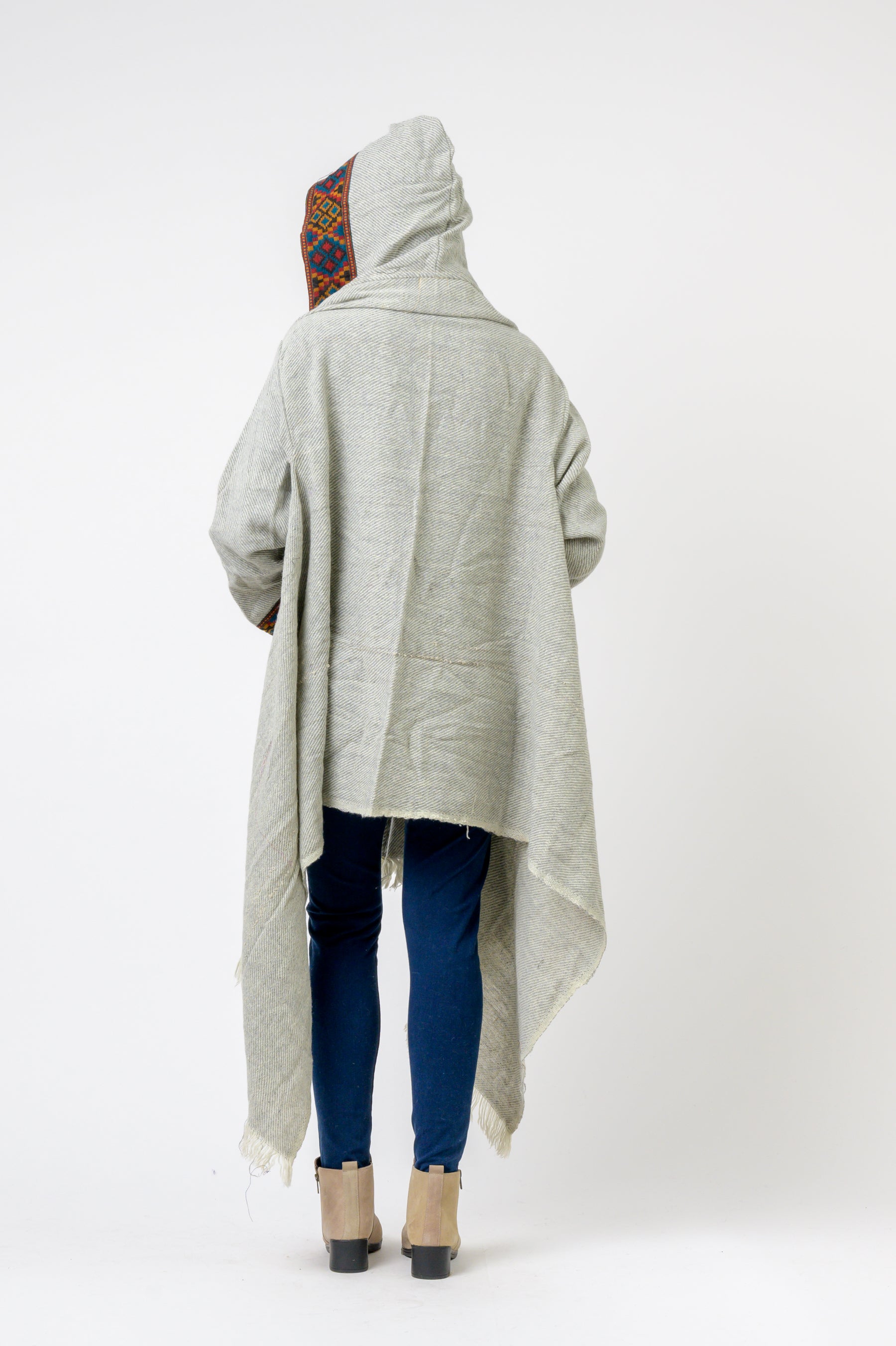Hooded Long Jacket With Border