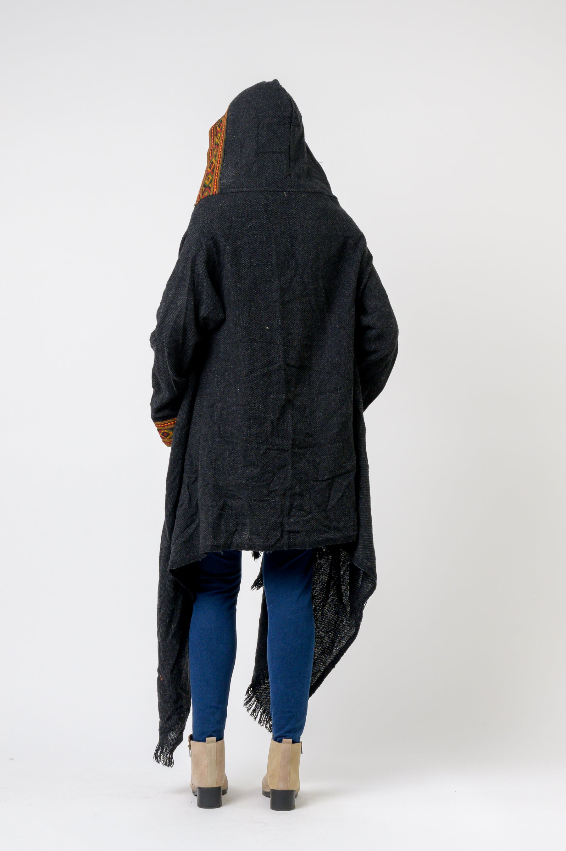 Hooded Long Jacket With Border