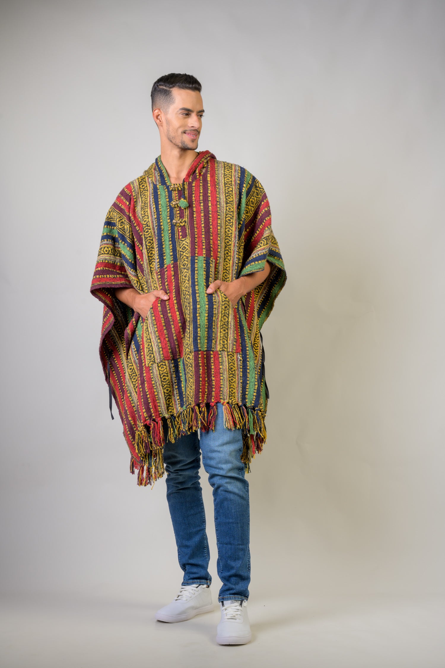 Rhea Pattern Cotton Poncho