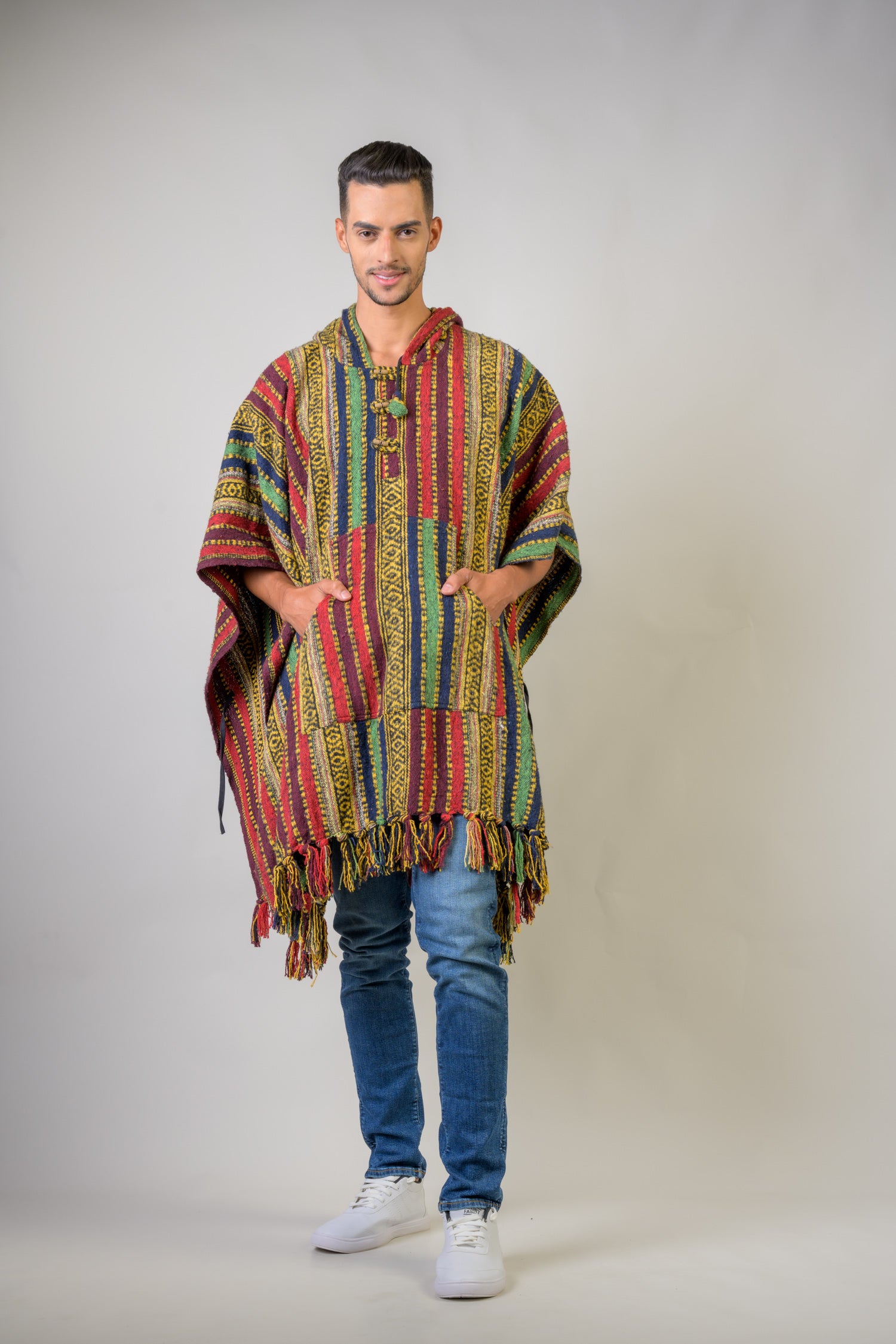 Rhea Pattern Cotton Poncho