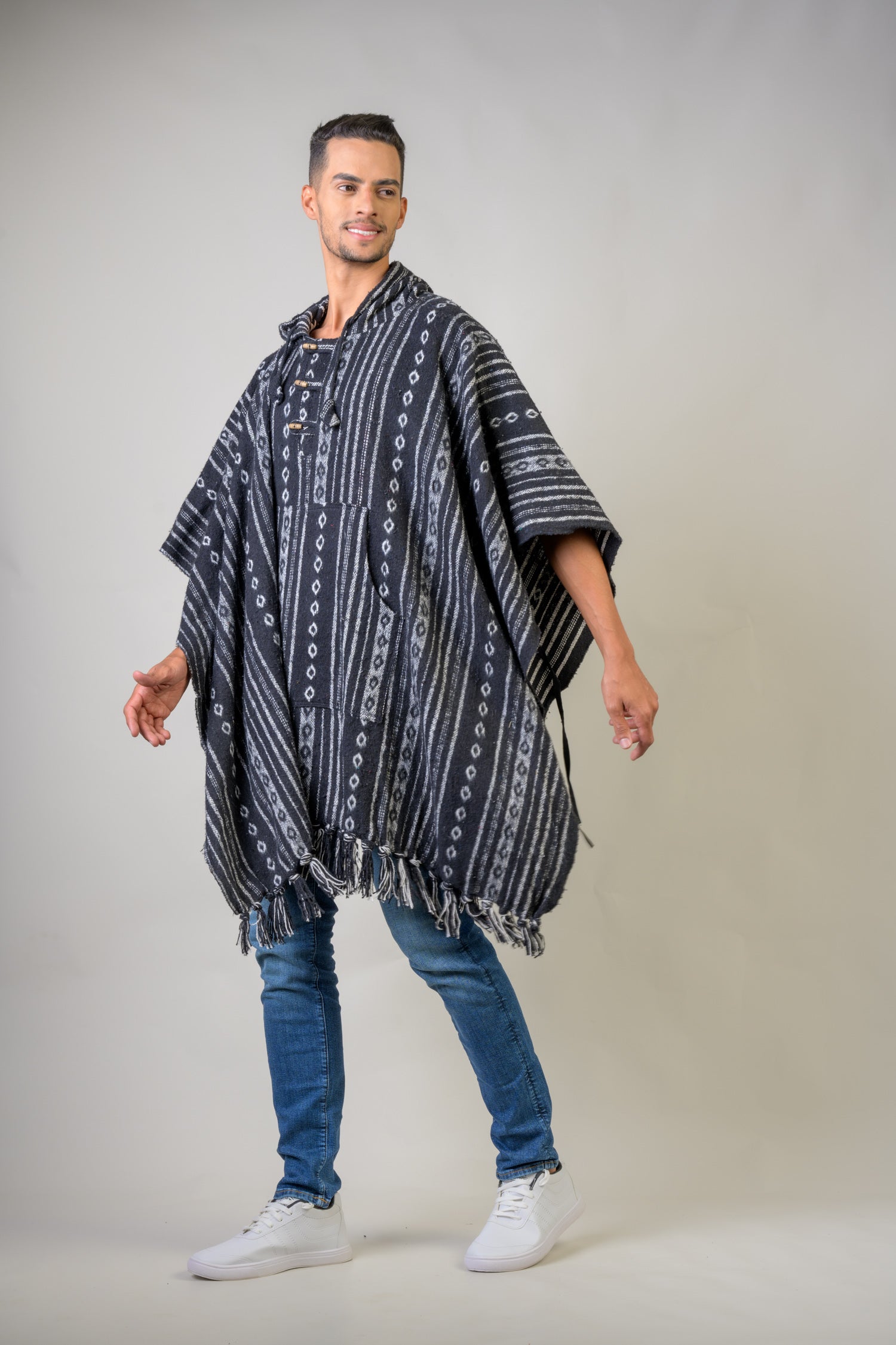 Rhea Pattern Cotton Poncho