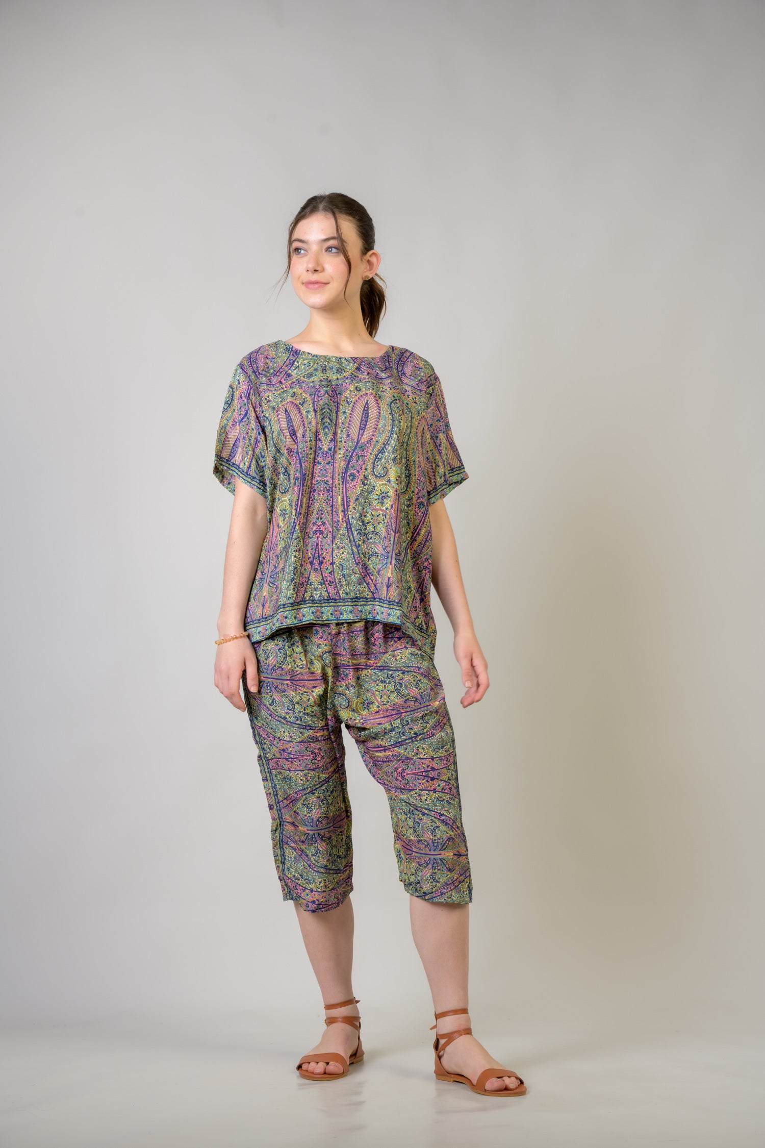 Rhea Royal Print Top and Shorts Set