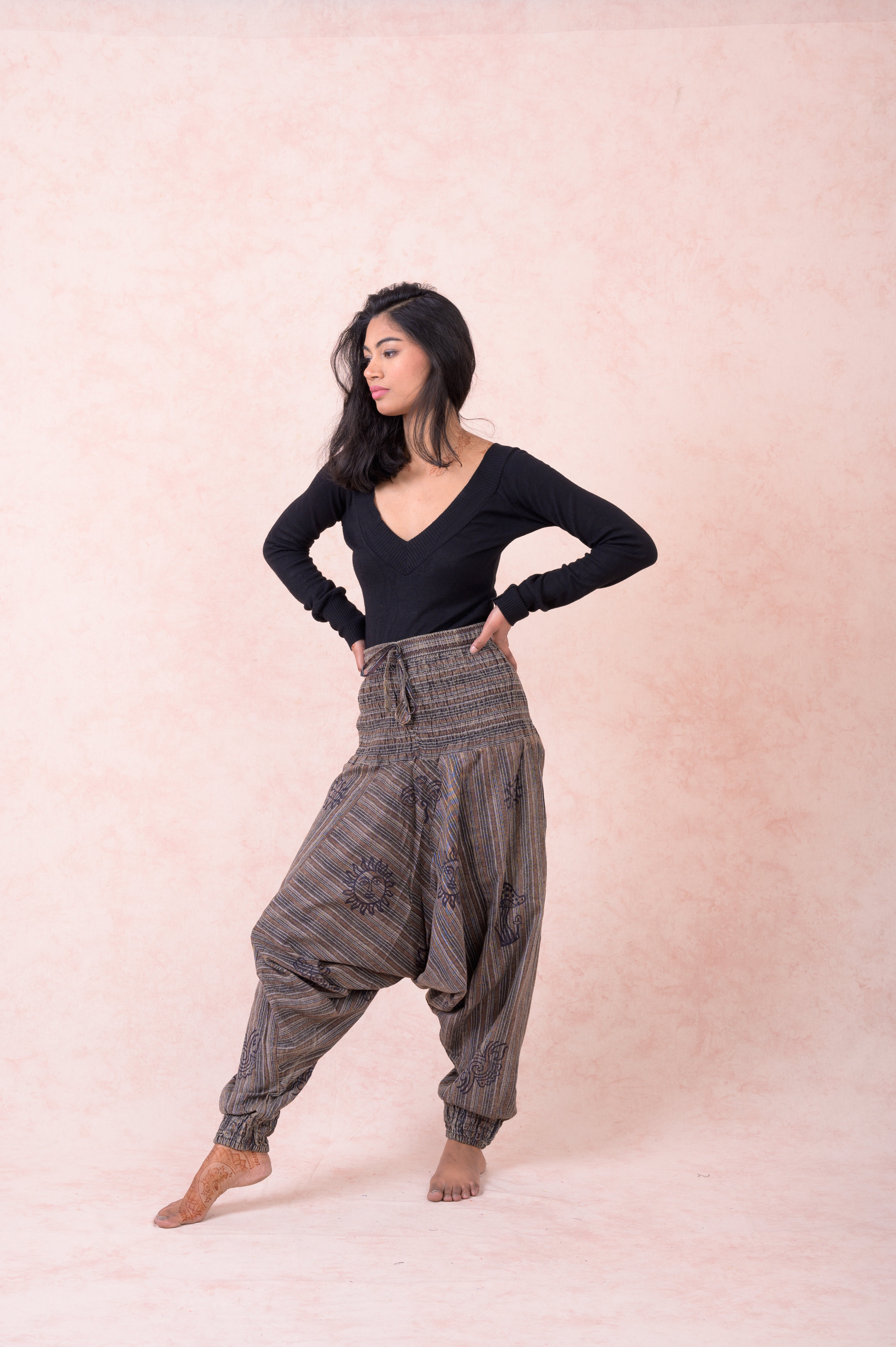 Rhea Striped Tie-Waist Pants