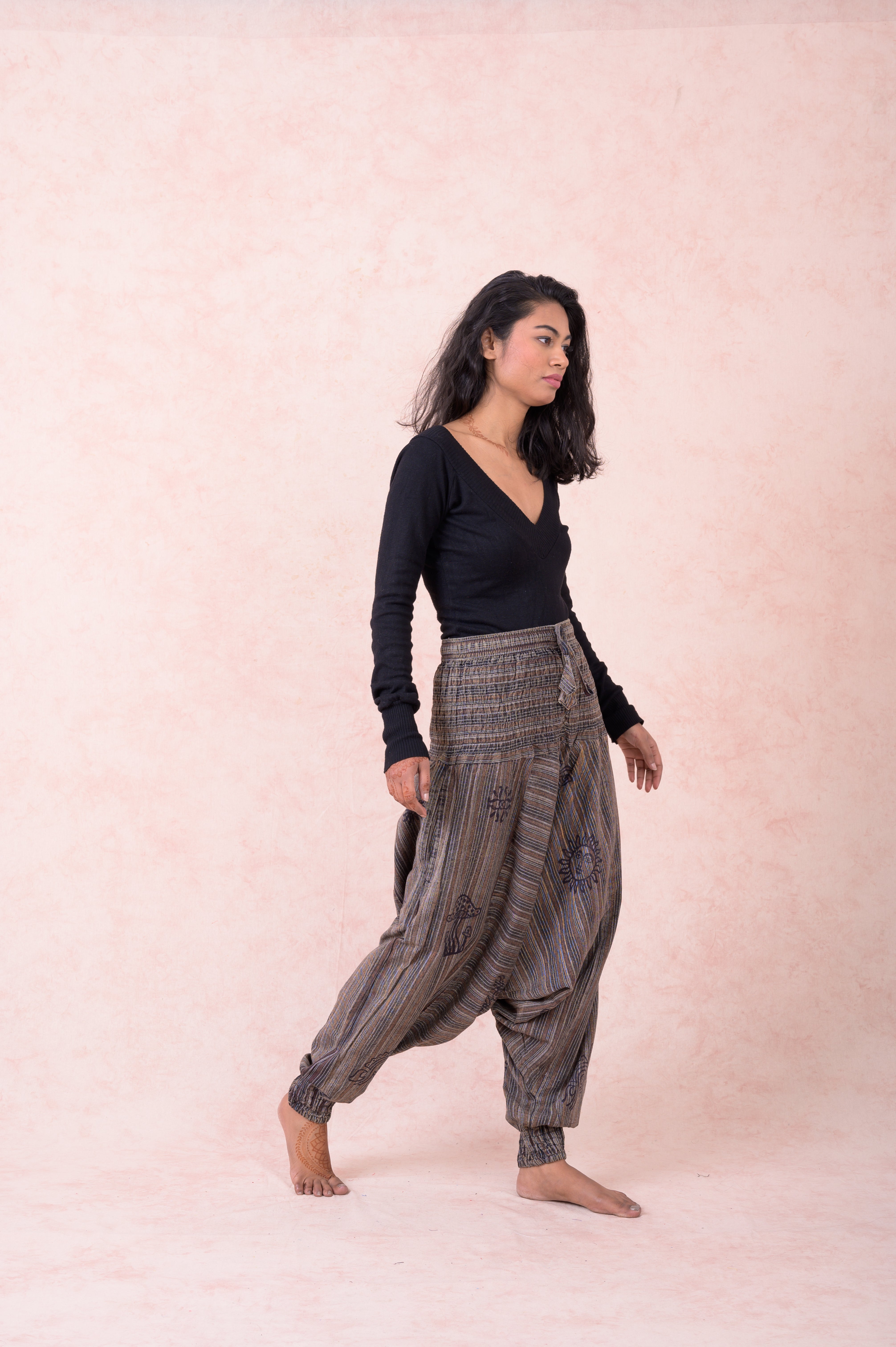 Rhea Striped Tie-Waist Pants