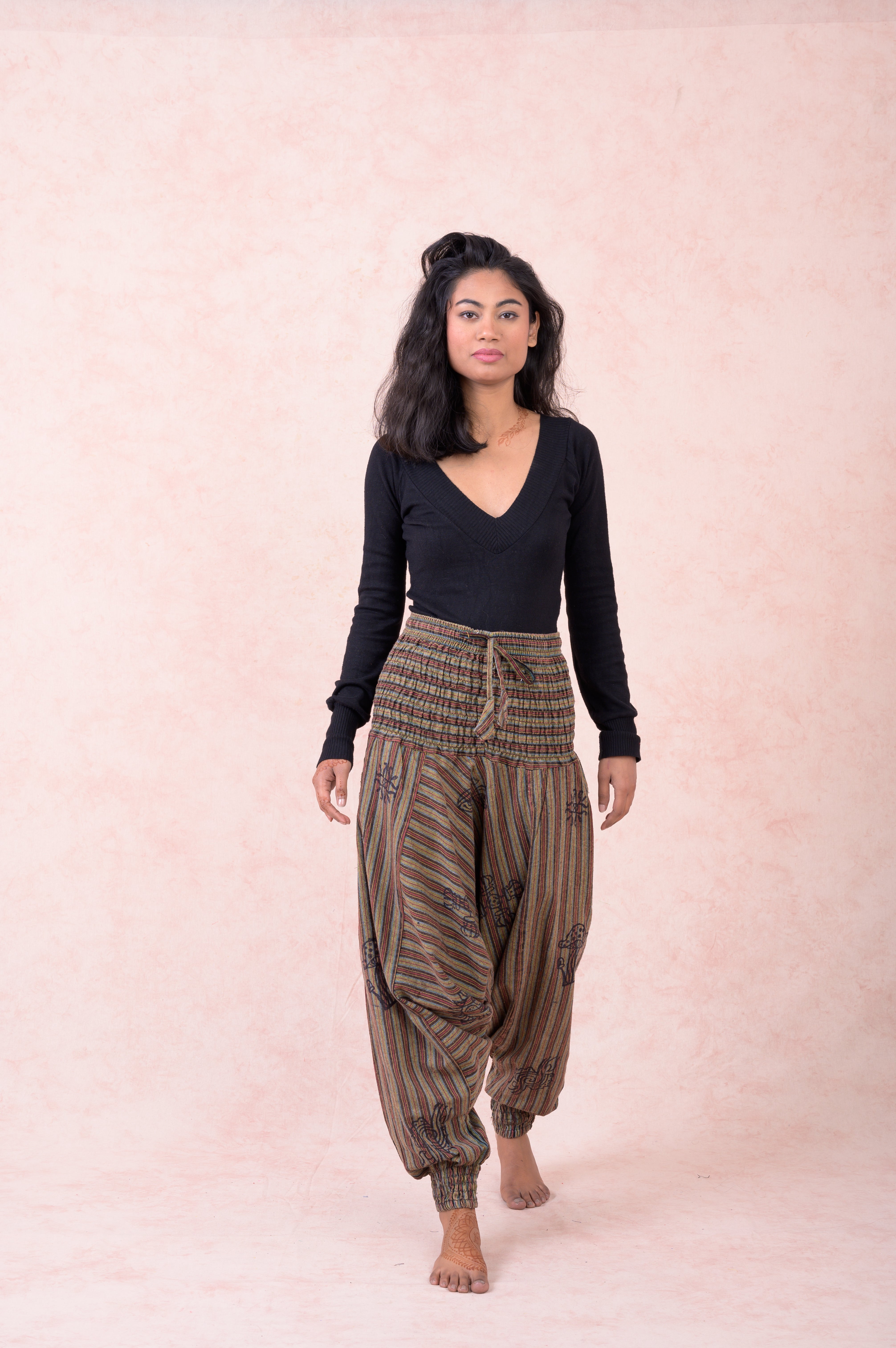 Rhea Striped Tie-Waist Pants