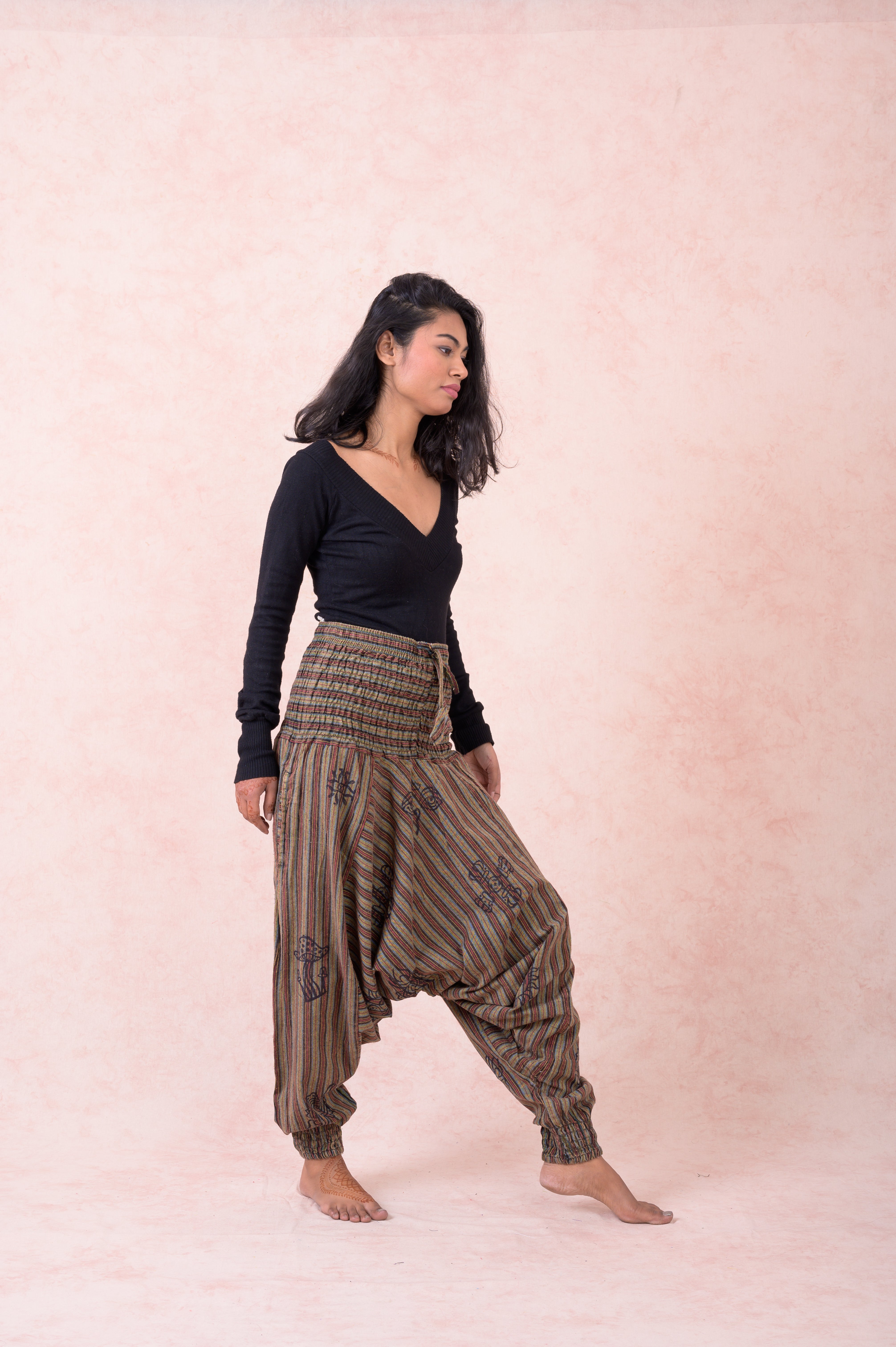 Rhea Striped Tie-Waist Pants