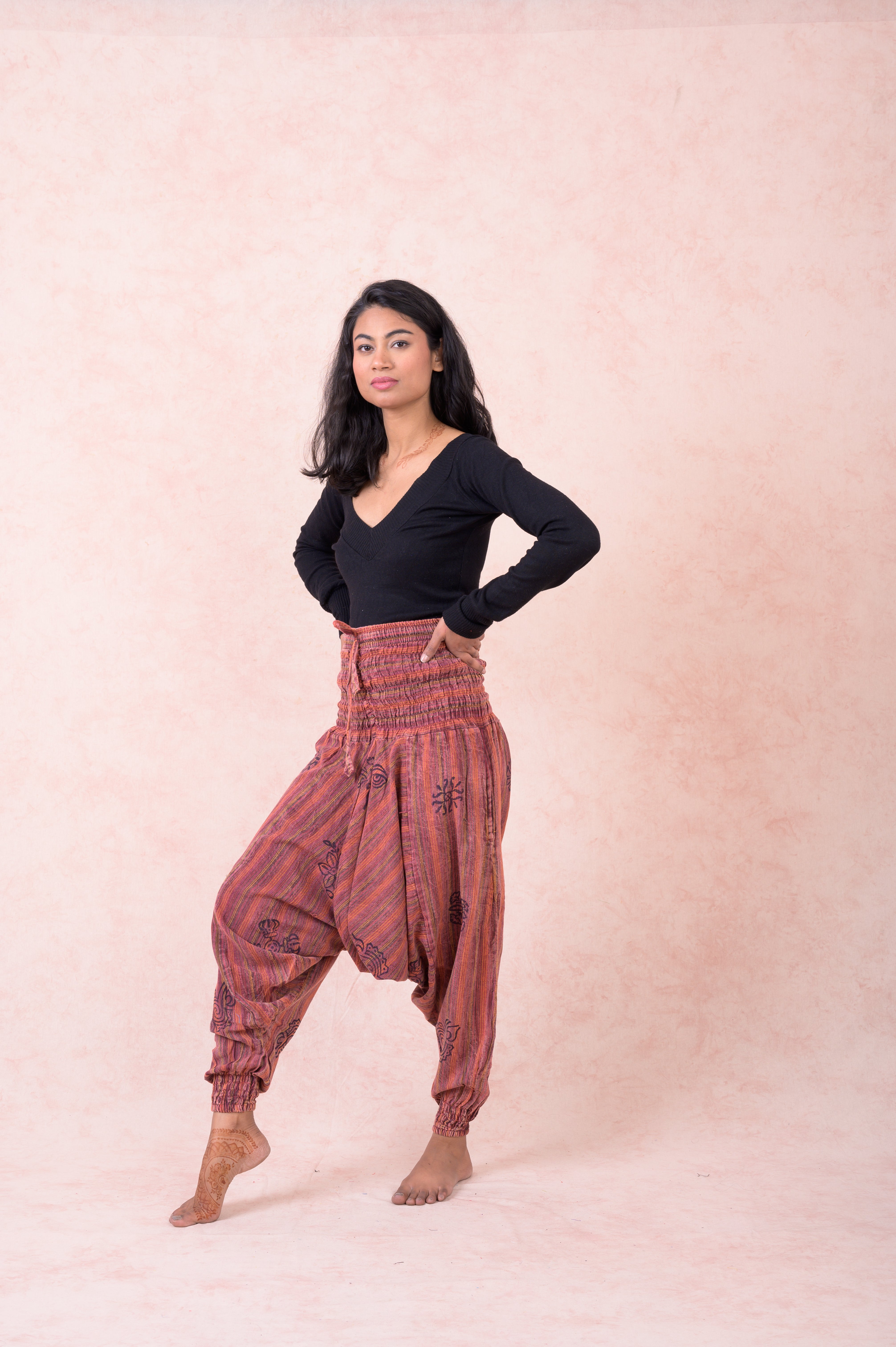 Rhea Striped Tie-Waist Pants